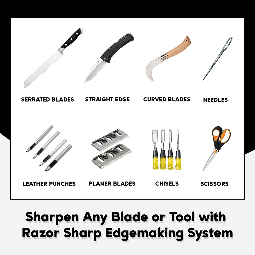 8 Inch Deluxe Blade Sharpening Kit for 6 Inch Bench Grinder - Professional Knife Sharpener Tool Made in USA - Perfect for Kitchen, Workshop & Outdoor Hunting Gear Maintenance
