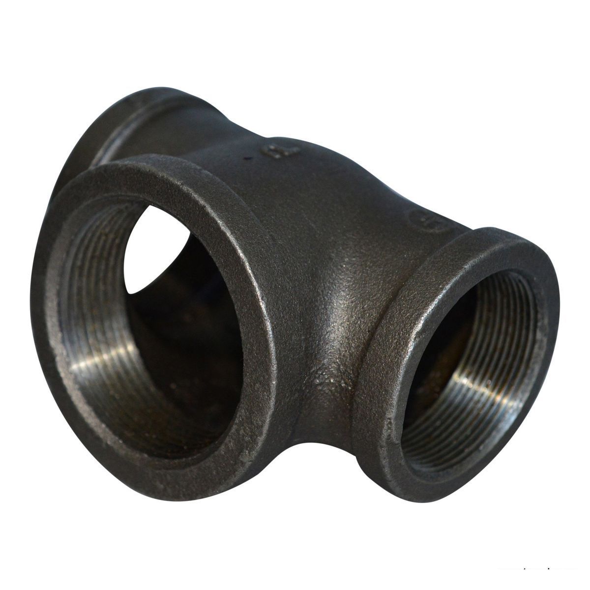Bull Head Tee Threaded Fitting - Malleable Iron Pipe Connector for Plumbing, HVAC, and Industrial Applications