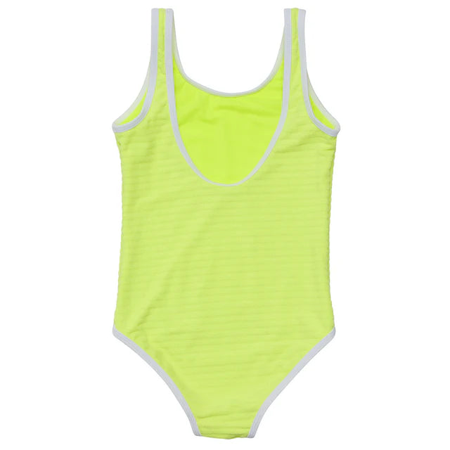 Girls' Snapper Rock Citron Zest Scoop Swimsuit - UV Protection One Piece Bathing Suit for Beach, Pool & Summer Water Activities