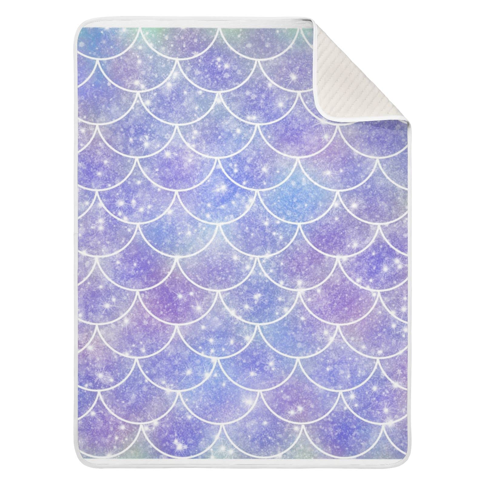 JIPONI Super Soft & Warm Baby Blanket - 30x40 Inch Mermaid Scale Design in Blue Tones - Personalized for Boys & Girls | Perfect for Nursery, Swaddling, Stroller & Gift Giving