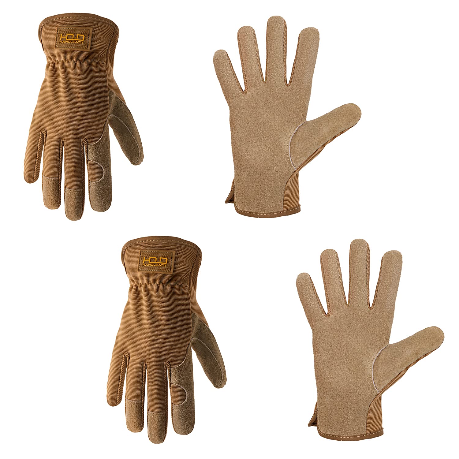 Premium Cowhide Leather Gardening Gloves for Men & Women - 2 Pairs Durable Work Gloves for Mechanics, Construction, Driving & Outdoor Activities (XL, Brown) | Ideal for Gardening, Landscaping, DIY Projects & Heavy Duty Work