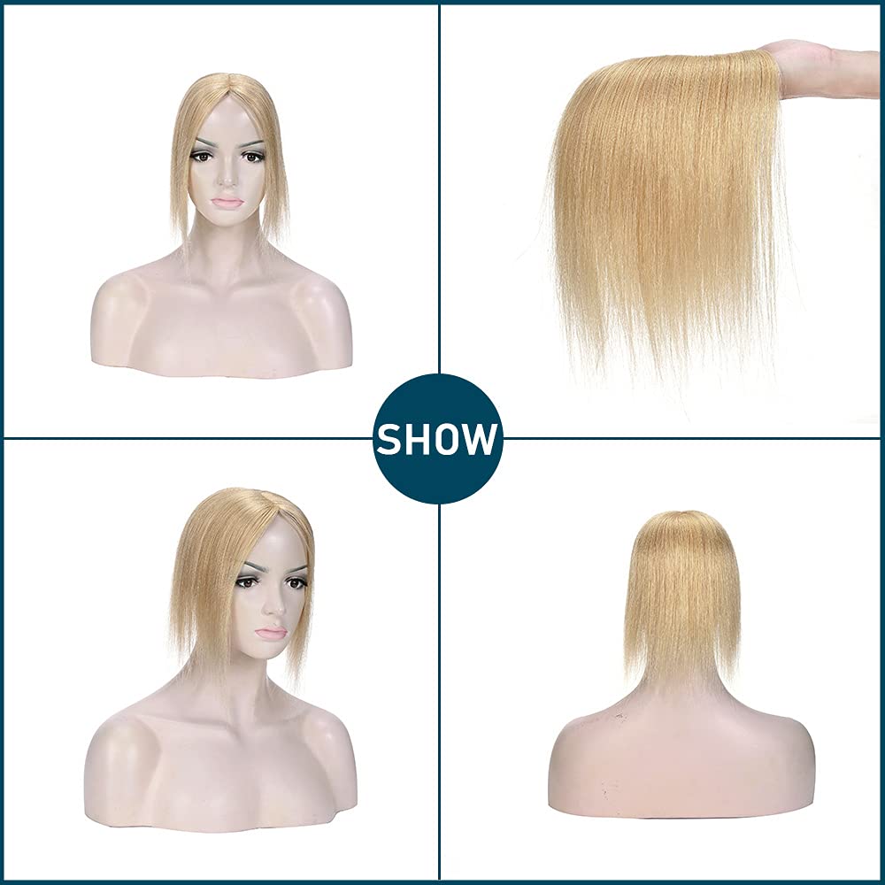 SEGO Silk Base Clip-in Hair Topper for Women - 100% Real Human Hair, No Bangs, 150% Density with 3 Clips - Perfect for Thinning Hair & Hair Loss Concealment - Great for Daily Wear, Special Occasions & Confidence Boost