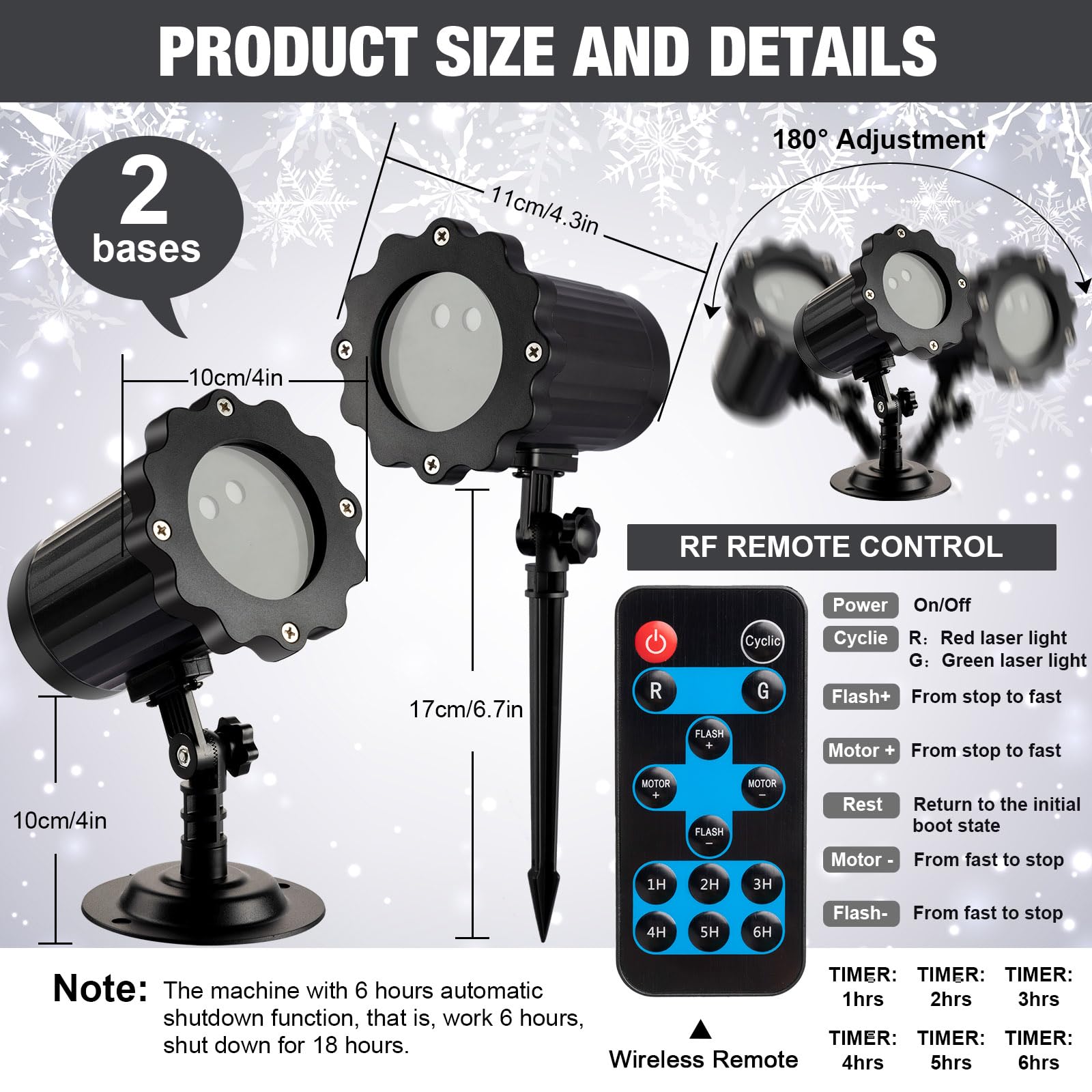 Treela 2-Pack Christmas Projector Lights - RGB LED Motion Holiday Projection for Outdoor Garden, Xmas Party Decor (Red/Green/Starry) - Perfect for Christmas Tree Lighting, Yard Decorations & Holiday Festivities