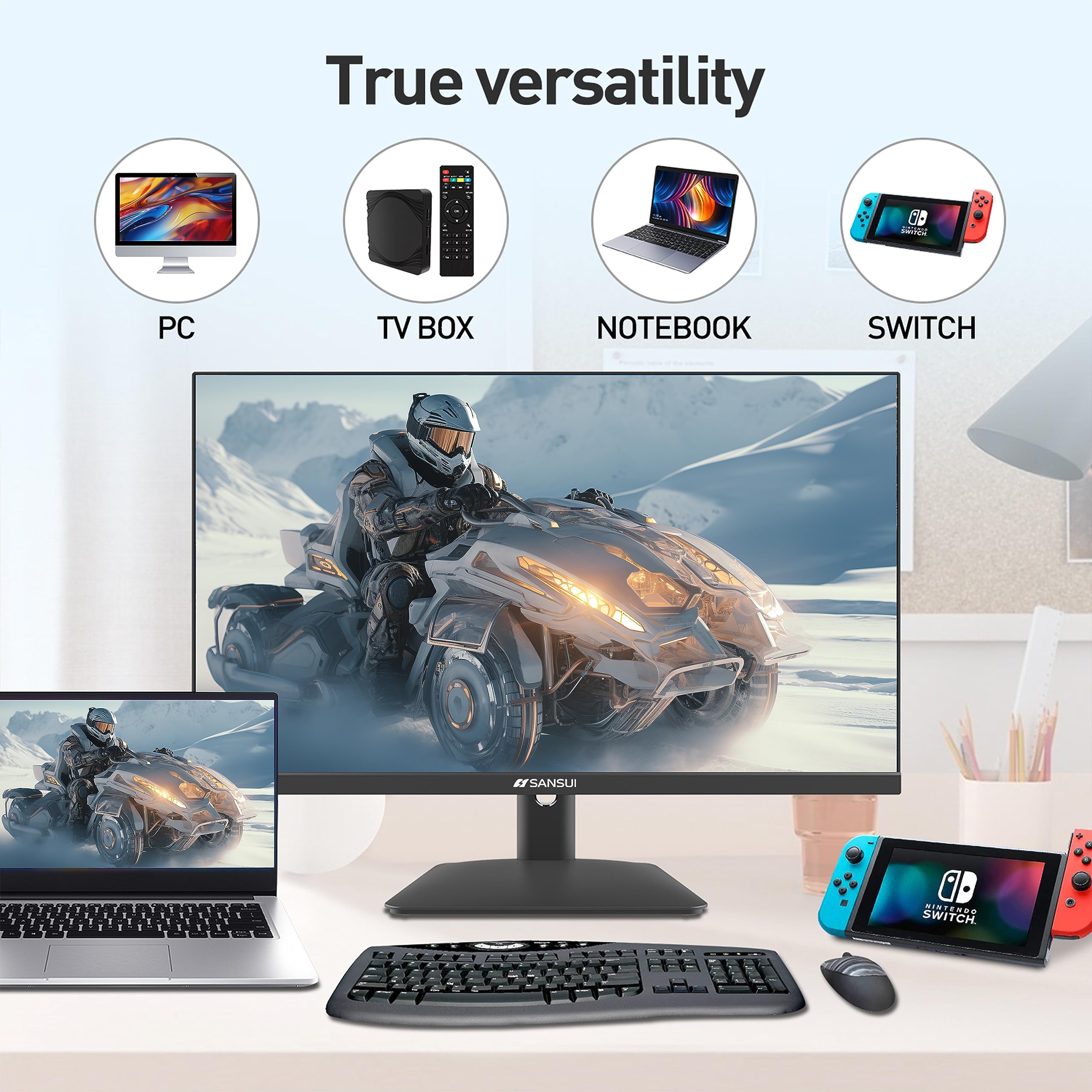 24 Inch IPS HDR10 FHD 1080P 75Hz Computer Monitor with HDMI, DP & VGA Ports - Tilt Adjustable, VESA Mount, Eye Comfort & 178° Wide Viewing Angle - Perfect for Home Office, Gaming & Multimedia (Includes HDMI Cable)
