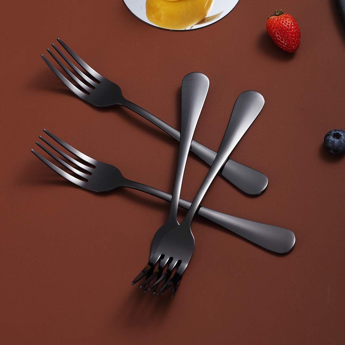 Premium 4-Piece Black Stainless Steel Dinner Forks Set - Berglander 7.9