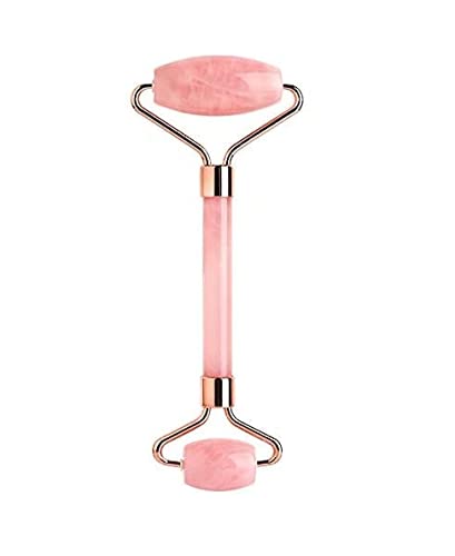 Natural Rose Quartz Roller & Free Rose Quartz Roller Bottle - Anti-Aging Facial Massager for Face & Under Eye Dark Circles - Perfect for Skincare Routine & Relaxation at Home