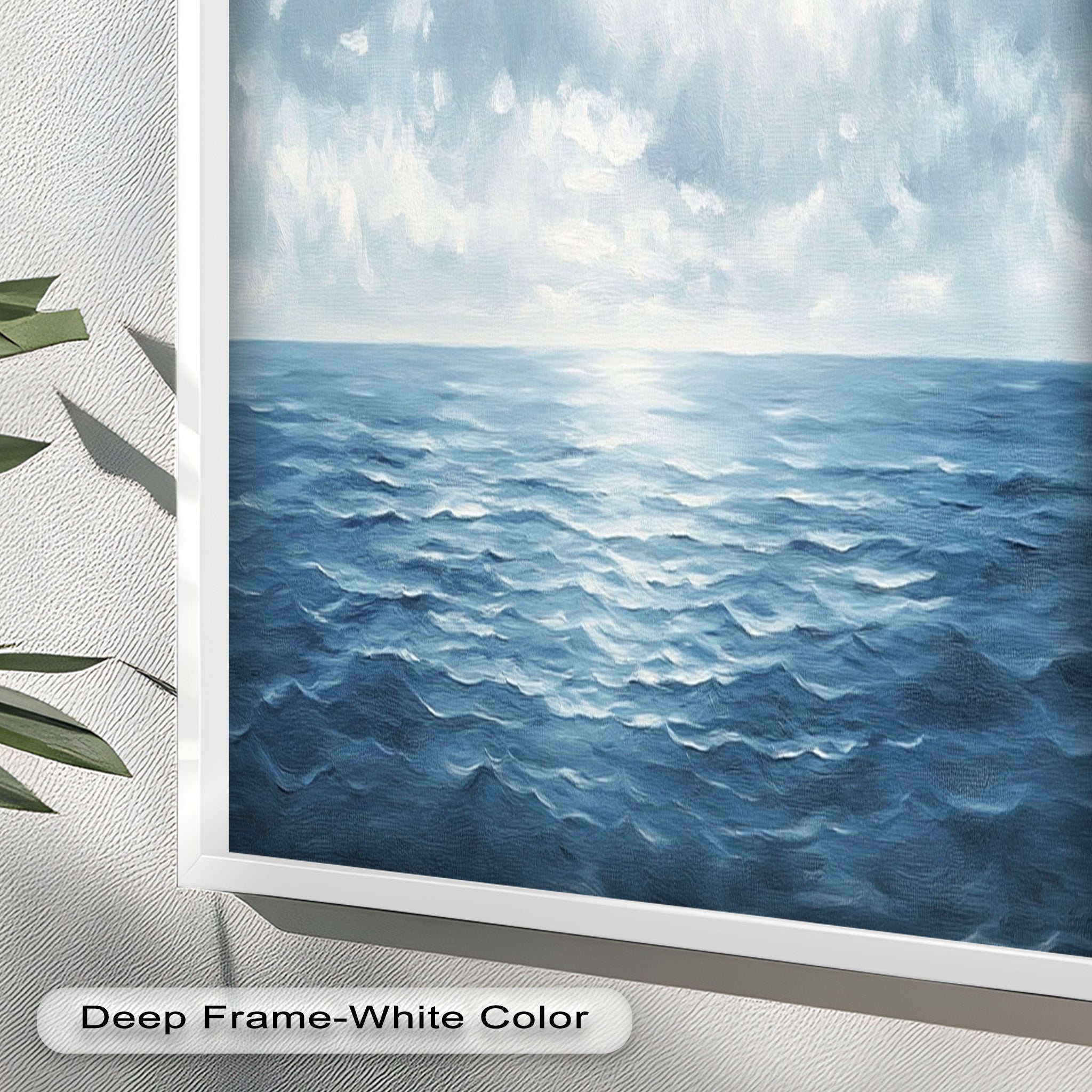 Blue Coastal Art Ocean Seascape Oil Painting - Handmade Beach Wall Decor for Living Room, Bedroom & Office | Nautical Home Decor Gift