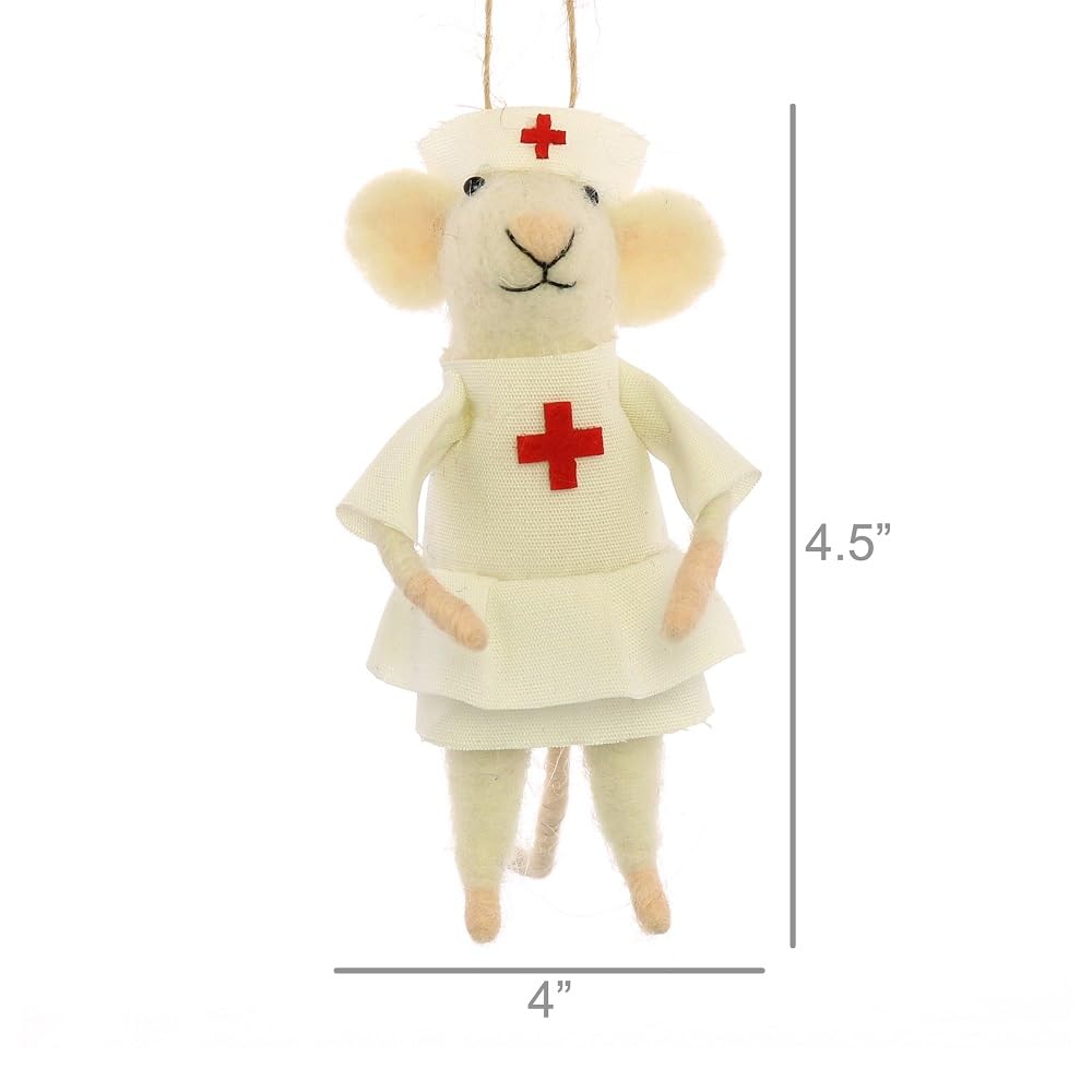 HomArt Felt Nurse Mouse Ornament - Christmas Decor Gift