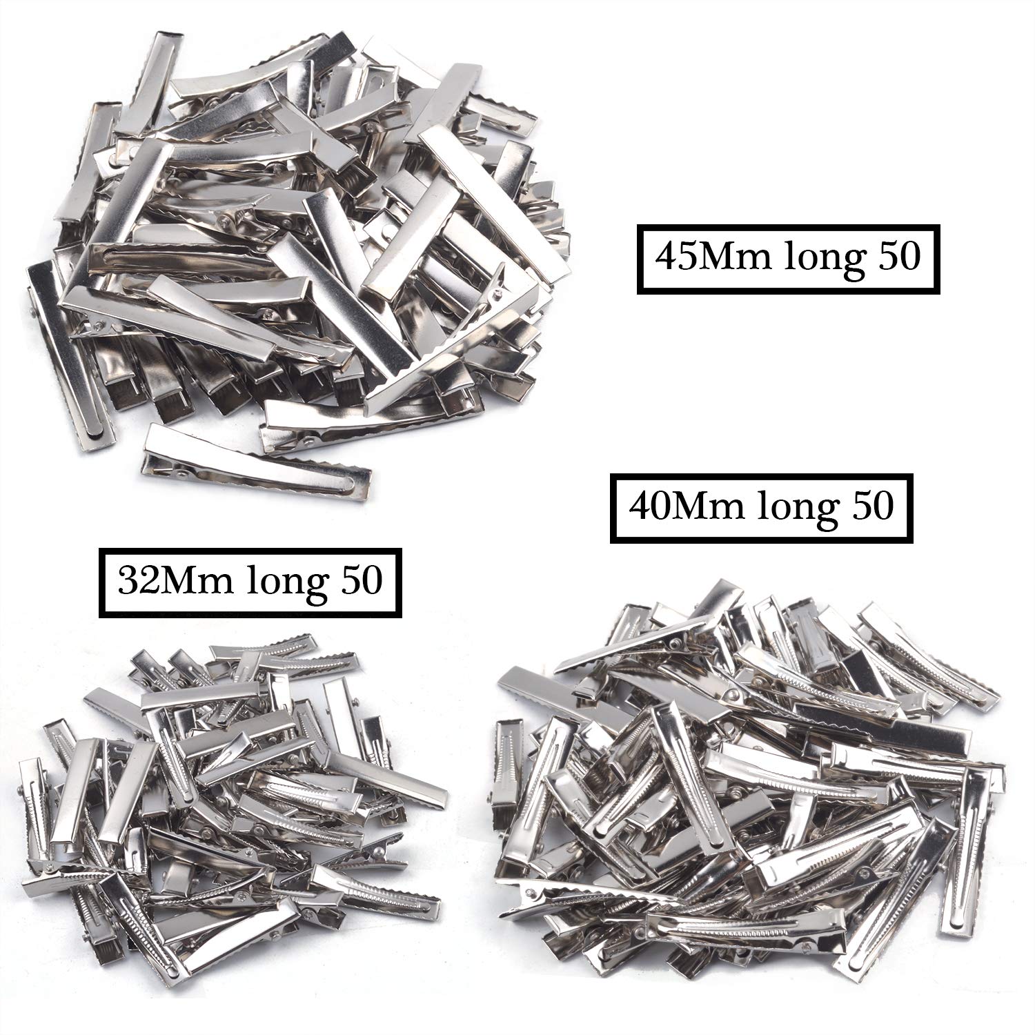 150-Piece Alligator Hair Clips Set - Flat Top Metal Hair Pins with Teeth for Hair Styling, Curl Clamping & DIY Crafts (3 Sizes) - Perfect for Salon, Home Hair Care & Creative Projects