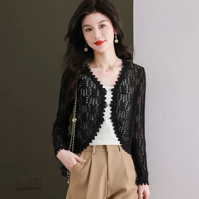 Cozy Hollow Knit Cardigan Sweater for Women - Lightweight Open Front Long Sleeve Wrap - Perfect for Fall Layering & Casual Outfits
