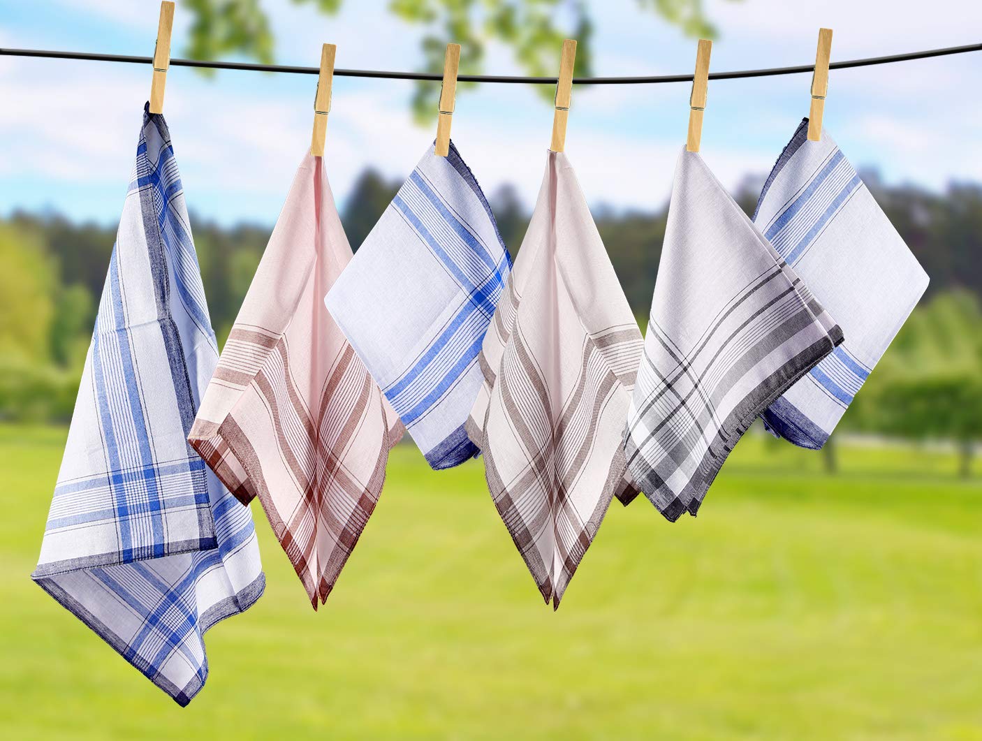 Ohuhu 12-Pack 100% Cotton Men's Handkerchiefs - Classic Pocket Squares Set for Gentlemen (Gift Idea) - Perfect for Weddings, Business Meetings & Everyday Carry