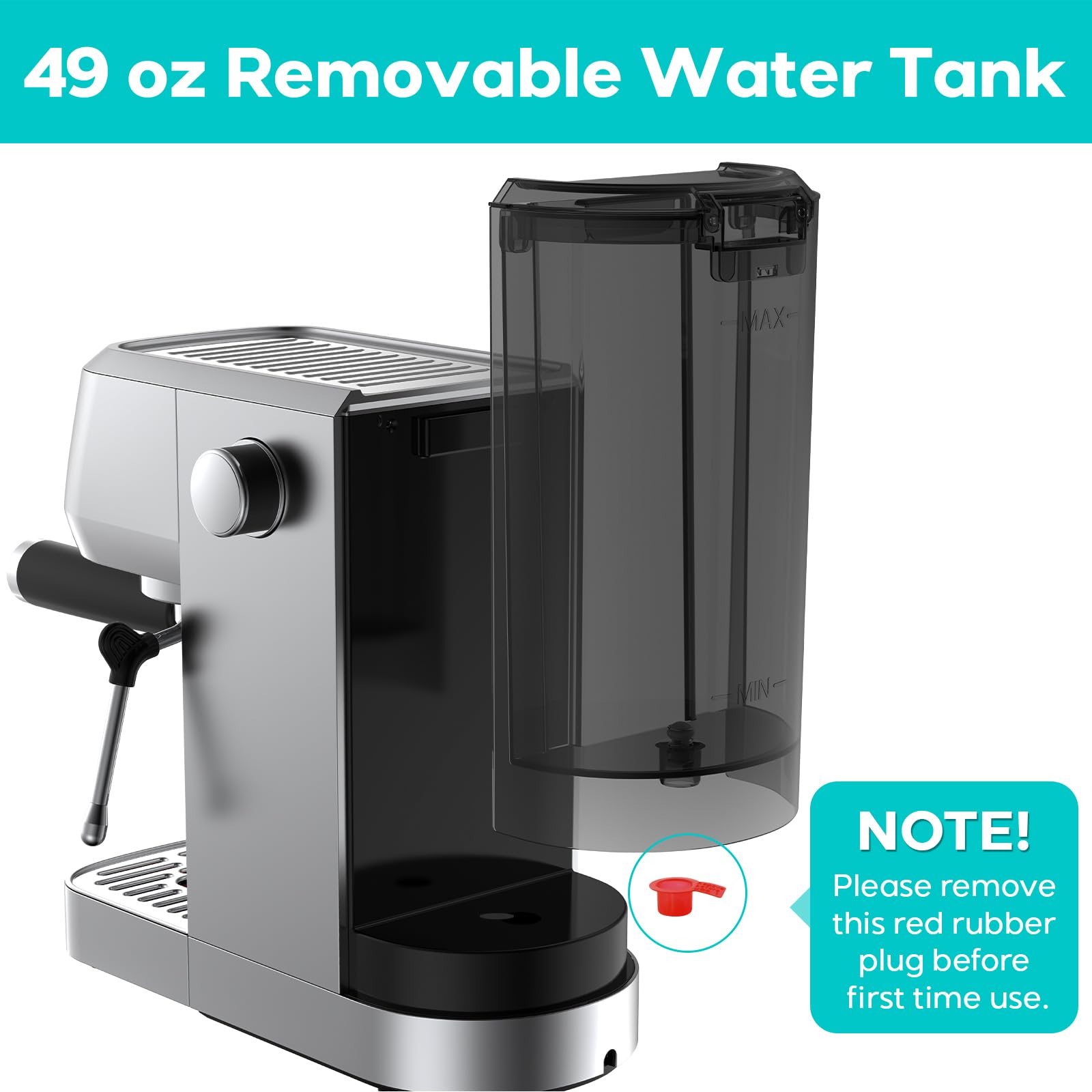 CASABREWS 20 Bar Espresso Machine with Milk Frother - Stainless Steel Coffee Maker for Cappuccino & Latte - 49oz Large Water Tank - Perfect for Home, Office & Coffee Shops
