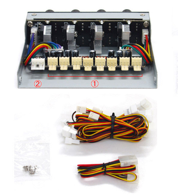 Scythe Kaze Q8 8-Channel PWM Fan Controller - Black/Silver (KQ02) | PC Cooling System & Case Fan Speed Control for Gaming Rigs & Workstations