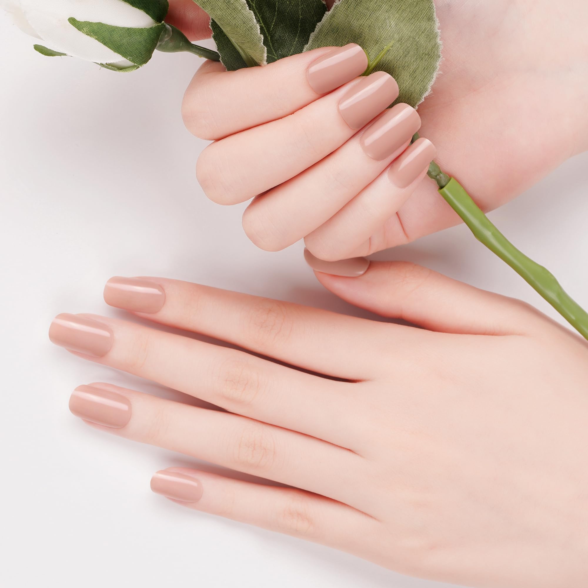 DANNI & TONI Semi-Cured Gel Nail Stickers - 28 Pack Warm Nude Glossy Nail Wraps | DIY Salon-Quality Manicure at Home | Perfect for Parties, Weddings & Everyday Wear
