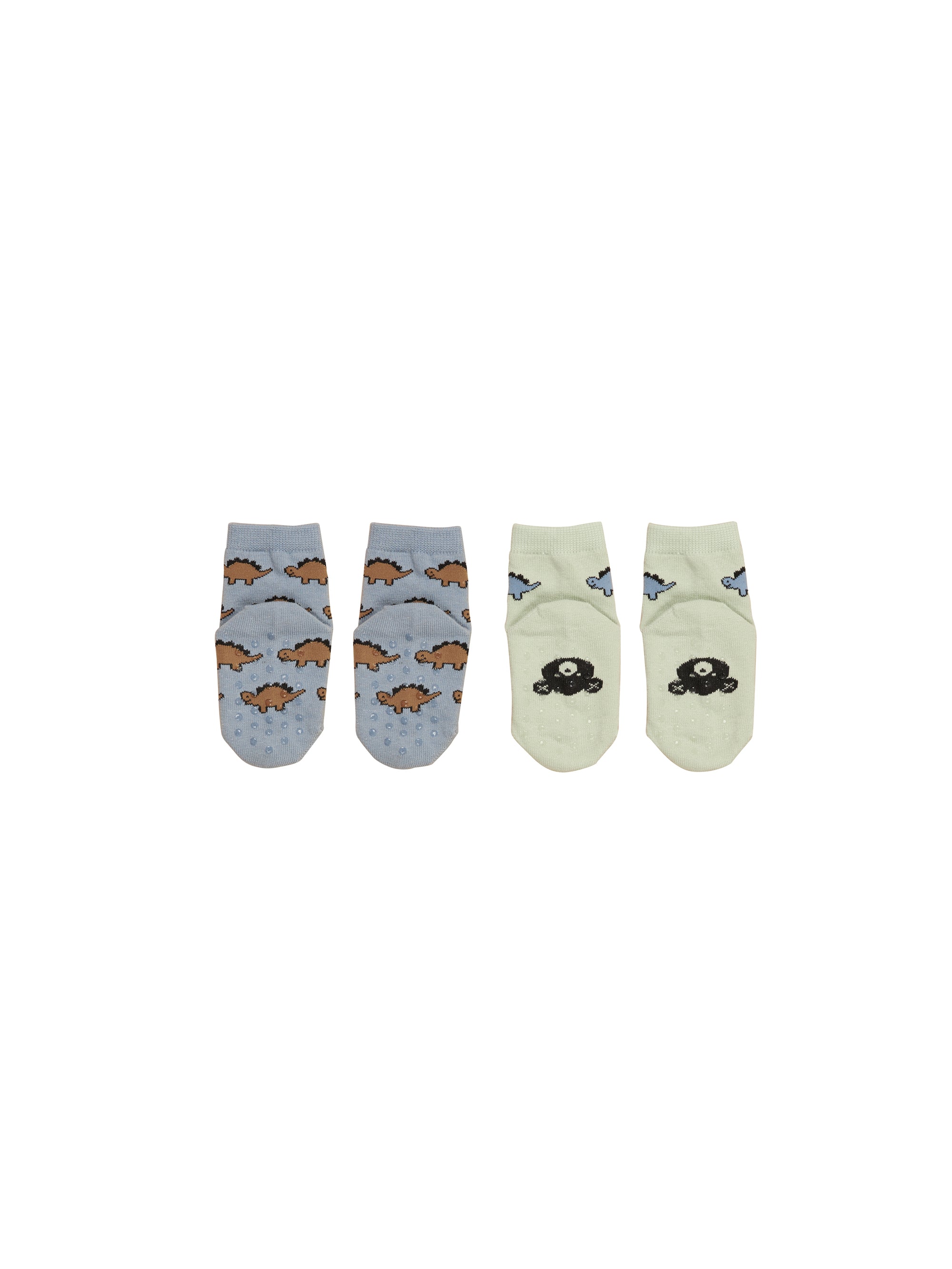 Huxbaby Dinosaur Socks for Boys & Girls - 2 Pairs Pack - Cute Dino Print Crew Socks - Soft Cotton Blend for Kids & Toddlers - Perfect for School, Playdates & Everyday Wear