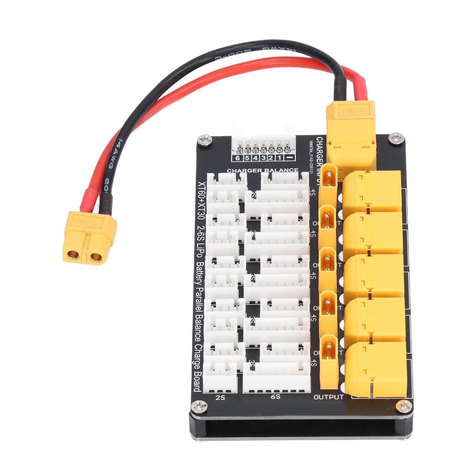 Emoshayoga Lithium Battery Parallel Charging Board - XT30/XT60 Plug with 20AWG Output Cable & Banana Head Wires for 2-6S Batteries | RC Drone Quadcopter FPV Battery Charging Solution