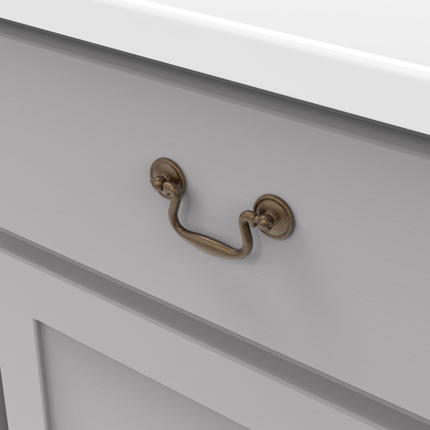 Hickory Hardware Manor House Collection Rosette Backplate Pull 3 Inch Center to Center Lancaster Hand Polished Finish (10 Pack) - Premium Cabinet & Drawer Handles for Kitchen, Bathroom & Furniture Upgrade
