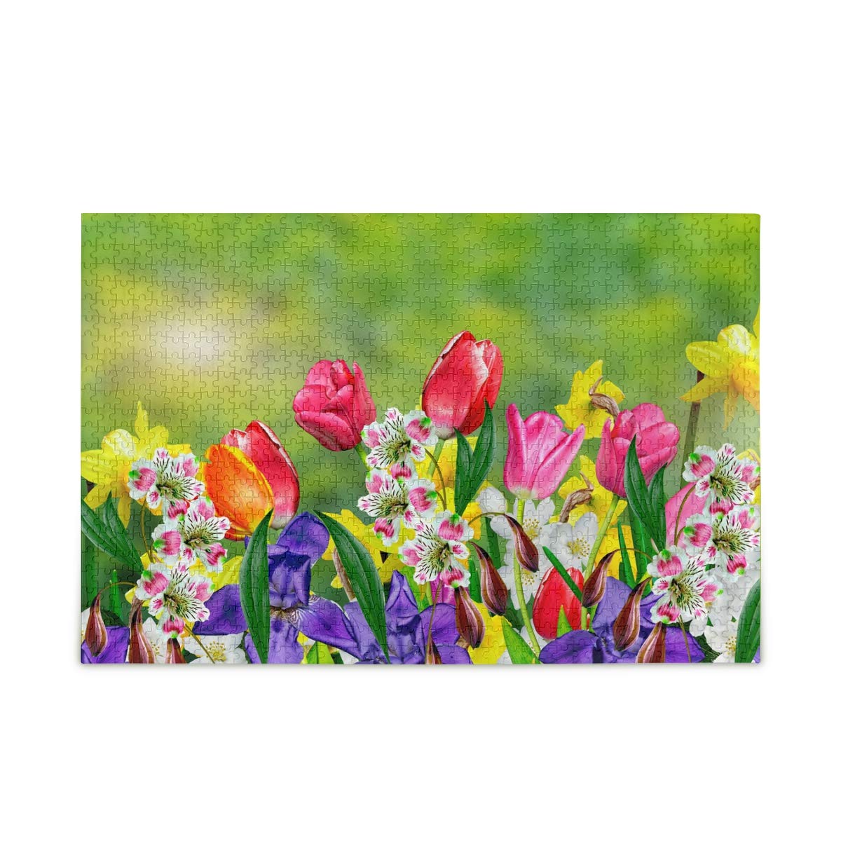 1000 Piece Jigsaw Puzzle for Adults - Spring Flowers Daffodils & Tulips Wooden Puzzle with Storage Bag | Challenging Family Game for Home, Office & Classroom | Perfect Gift for Puzzle Lovers & Stress Relief
