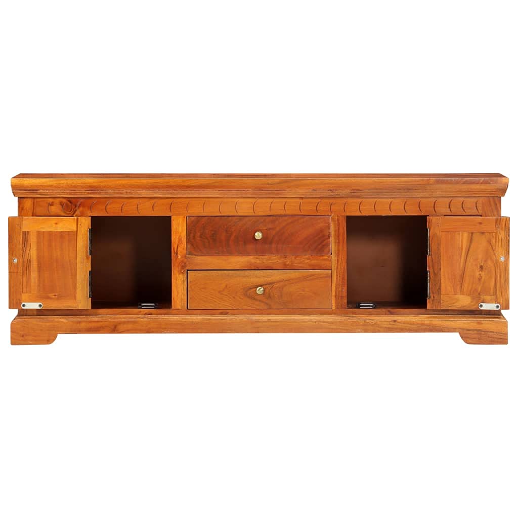 Rustic Solid Acacia Wood TV Stand with Storage Shelves - 46.8