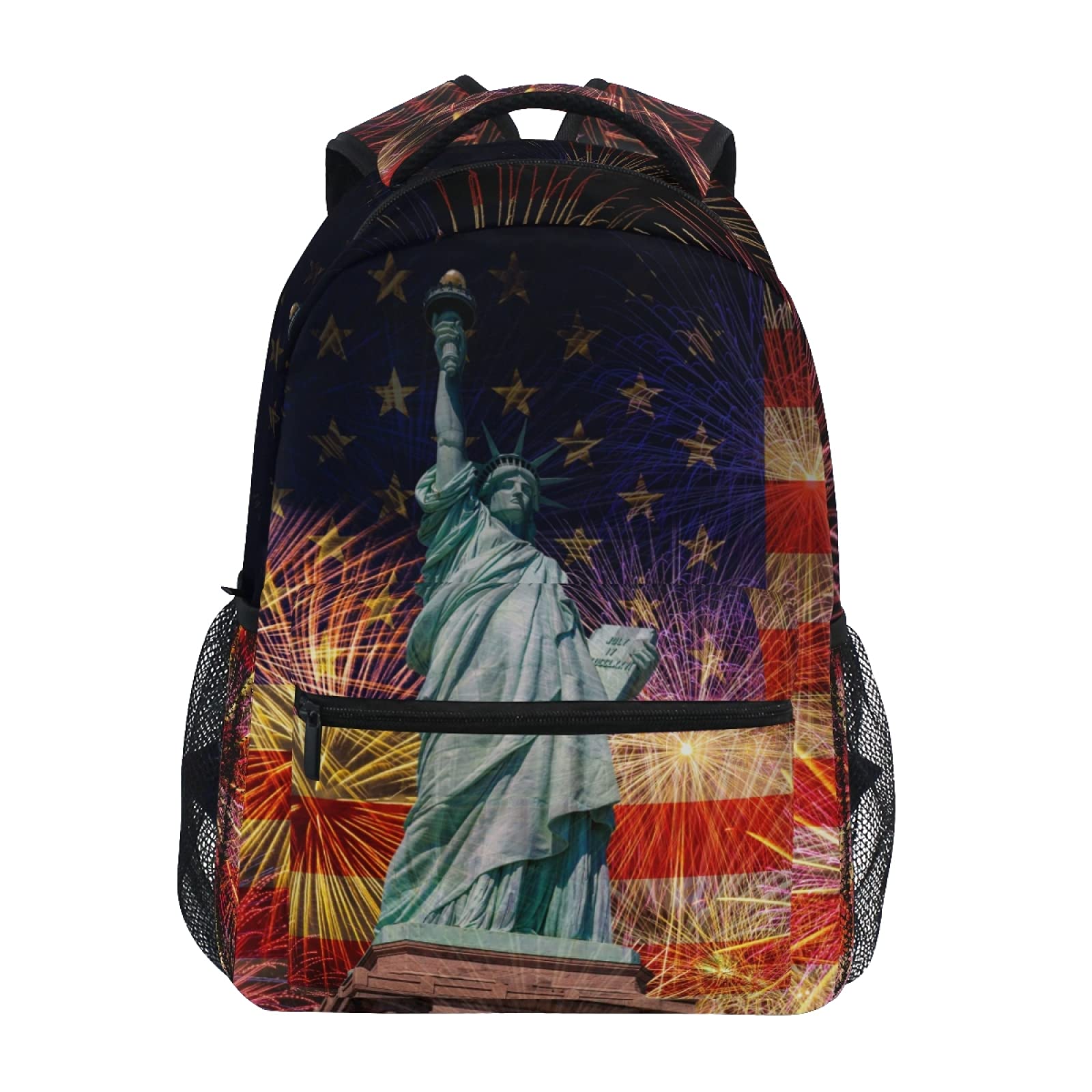 ALAZA Statue of Liberty Fireworks USA Flag Backpack - Durable Laptop Backpack for College, School & Travel - Perfect for 4th of July Independence Day Celebrations & Patriotic Events