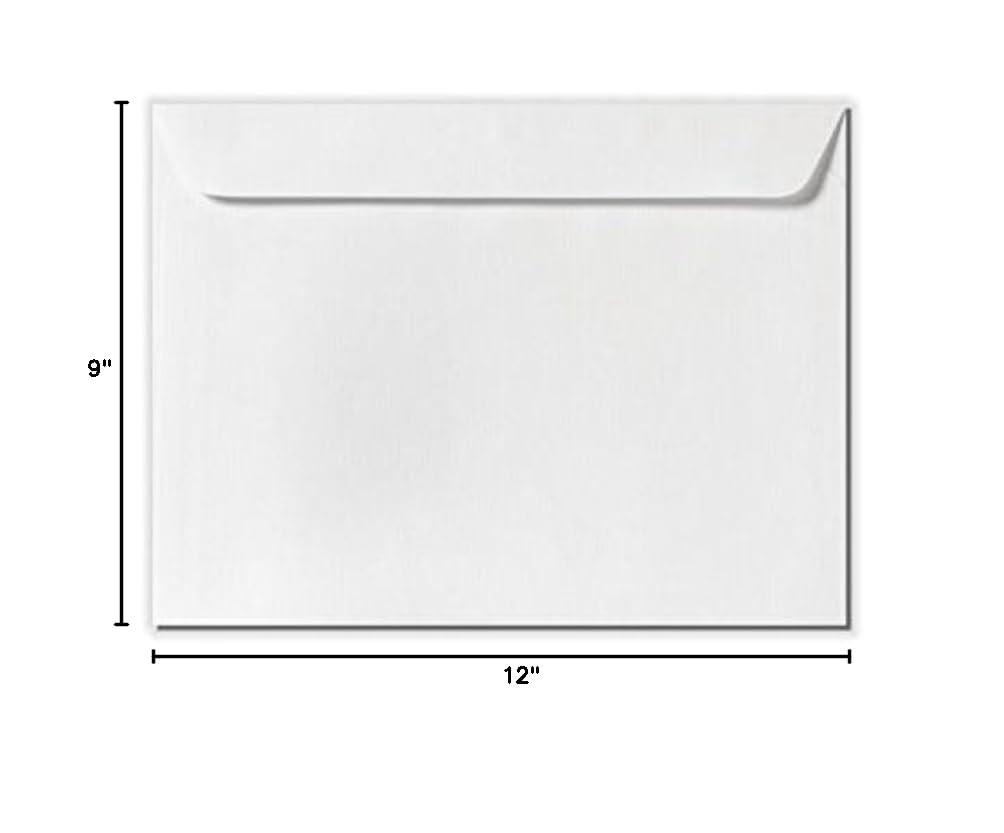 Premium LUXPaper 9x12 Booklet Envelopes - White Linen Finish, 80lb Text Weight (Pack of 250) - Perfect for Wedding Invitations, Business Correspondence & Greeting Cards