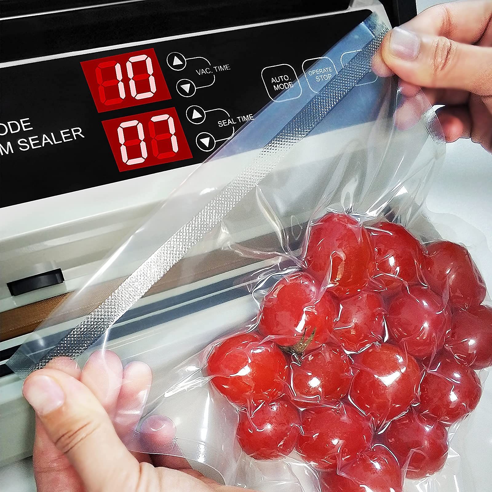 Magic Seal MS175 Vacuum Sealer with 100pcs 8”x12” Smooth Vacuum Bags - Compact Food Preservation System for Meal Prep, Sous Vide & Long-Term Storage