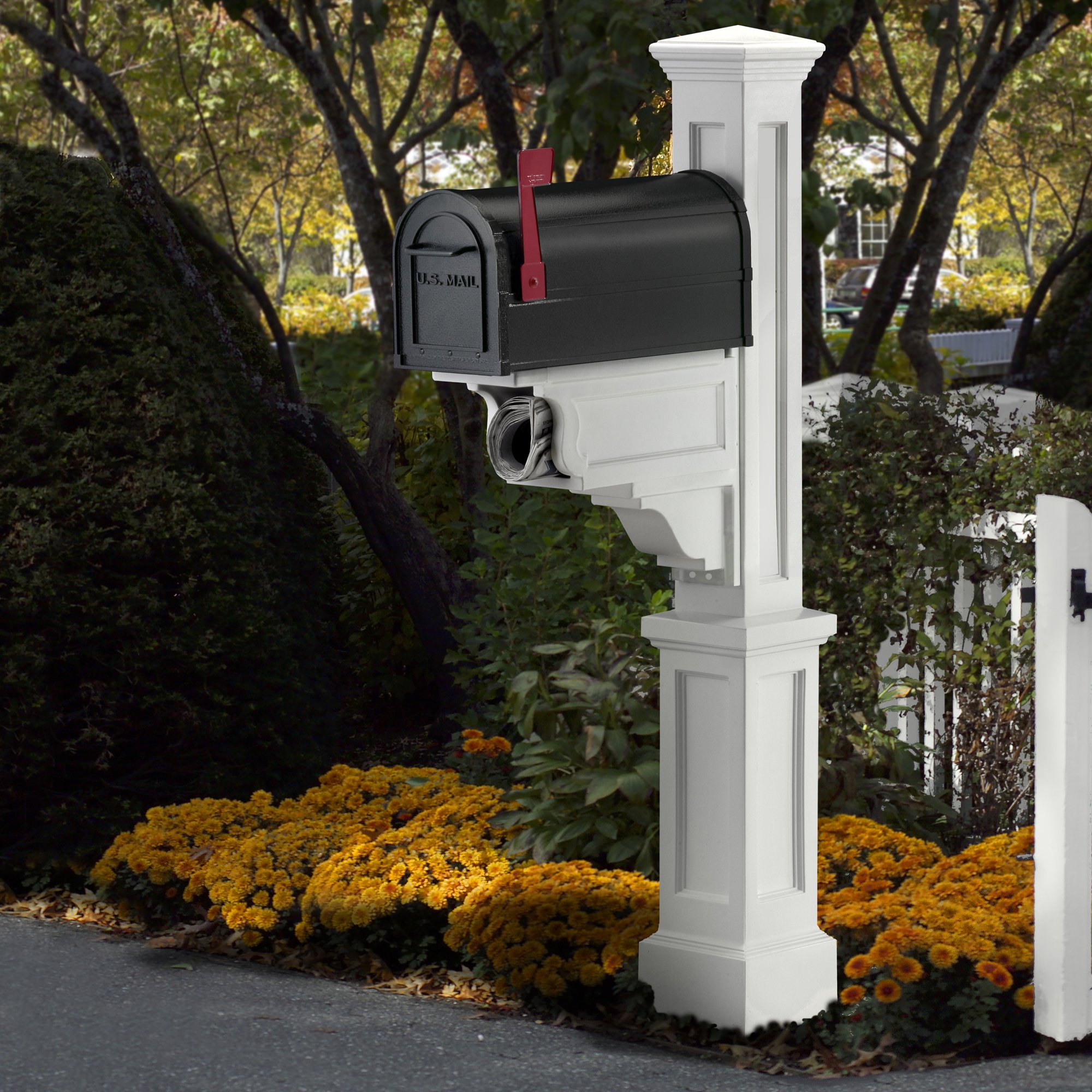 Mayne Dover Single Arm Mailbox Post - White - 25.5