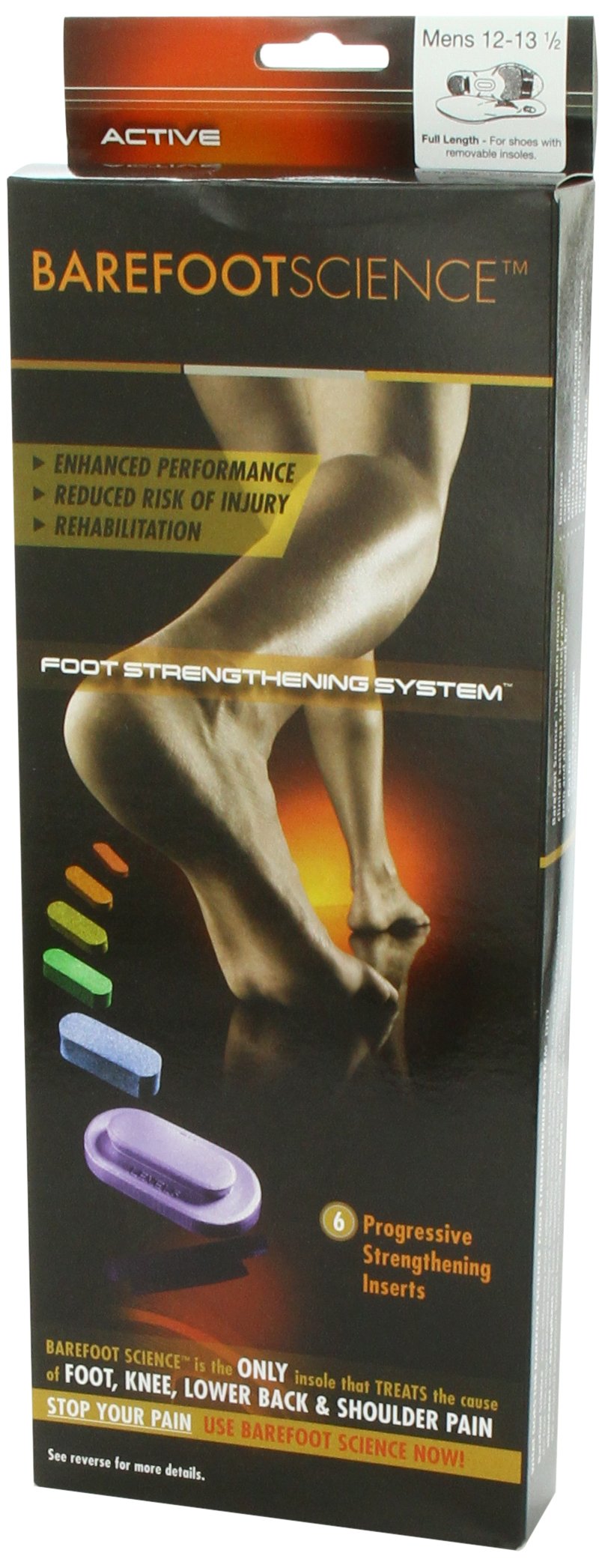 Barefoot Science 6-Step Active Support Insoles for Men & Women - Full Length Orthotic Arch Support - Size XL - Ideal for Running, Hiking & All-Day Comfort