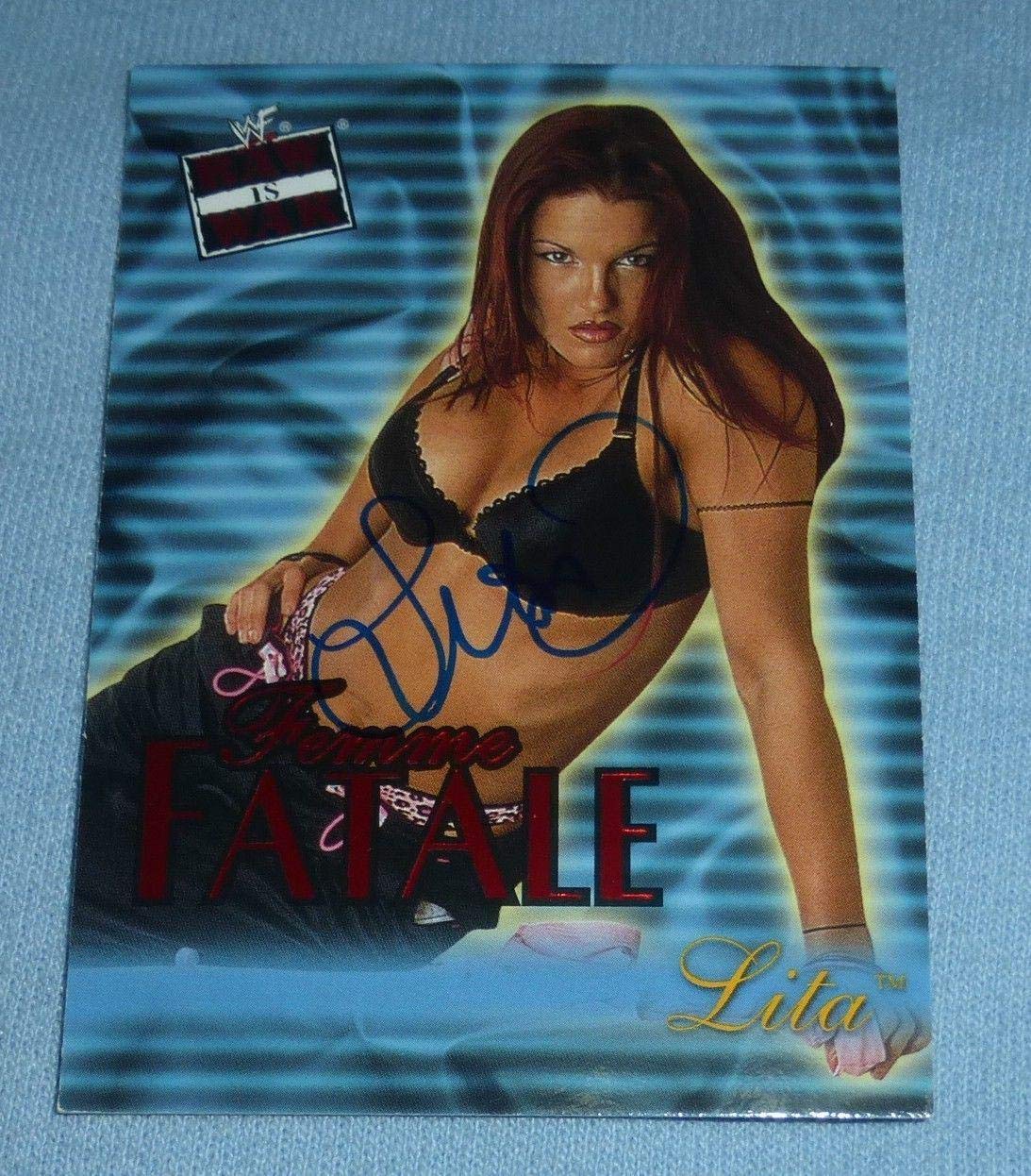 Lita Signed 2001 Fleer WWF Raw is War Femme Fatale Rookie Card #FF14 RC WWE Autographed Wrestling Memorabilia - Perfect for WWE Collectors, Wrestling Fans & Sports Memorabilia Enthusiasts