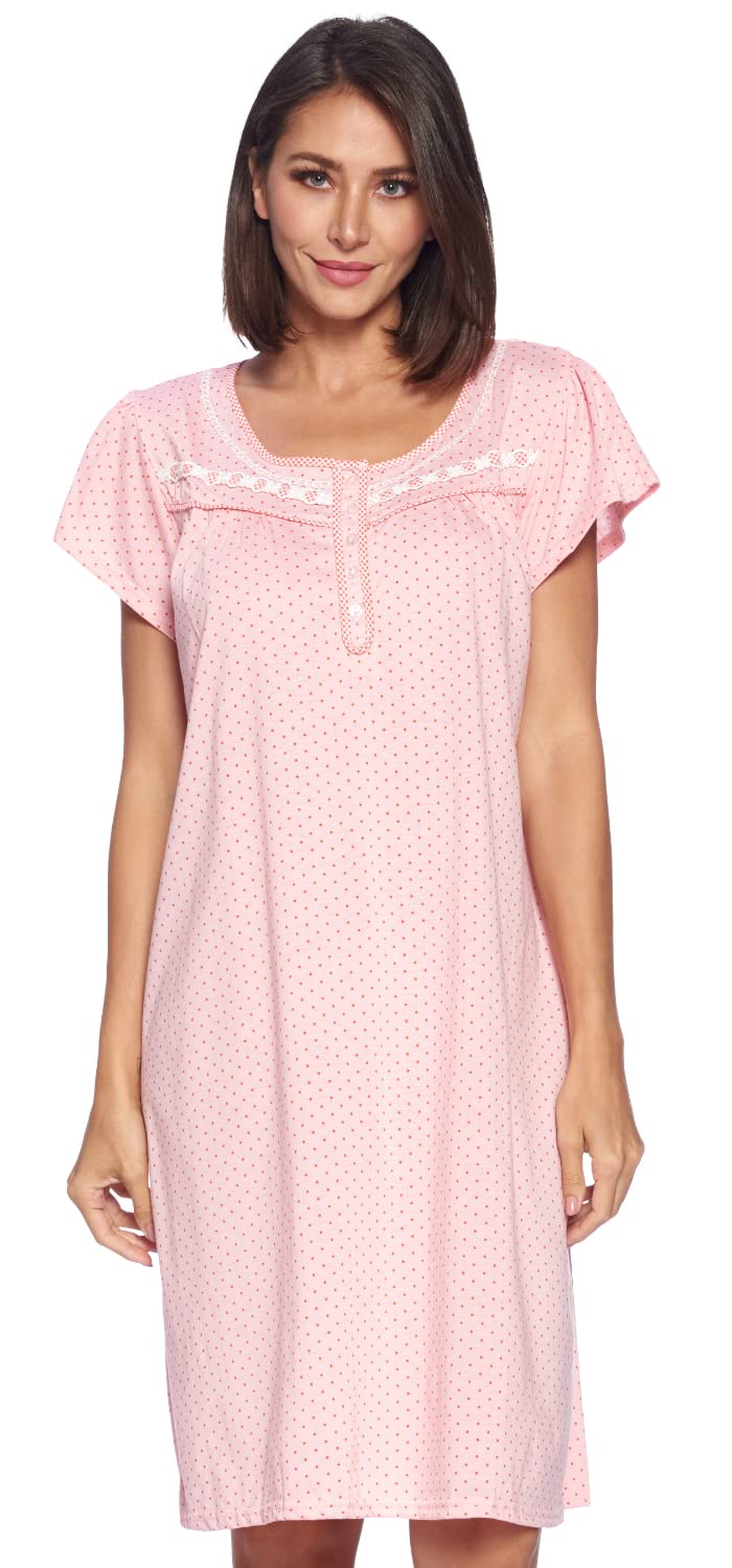 Women's Floral Short Sleeve Nightgown - Soft Casual Sleepwear for Comfortable Nights | Perfect for Summer Bedtime & Lounge Wear
