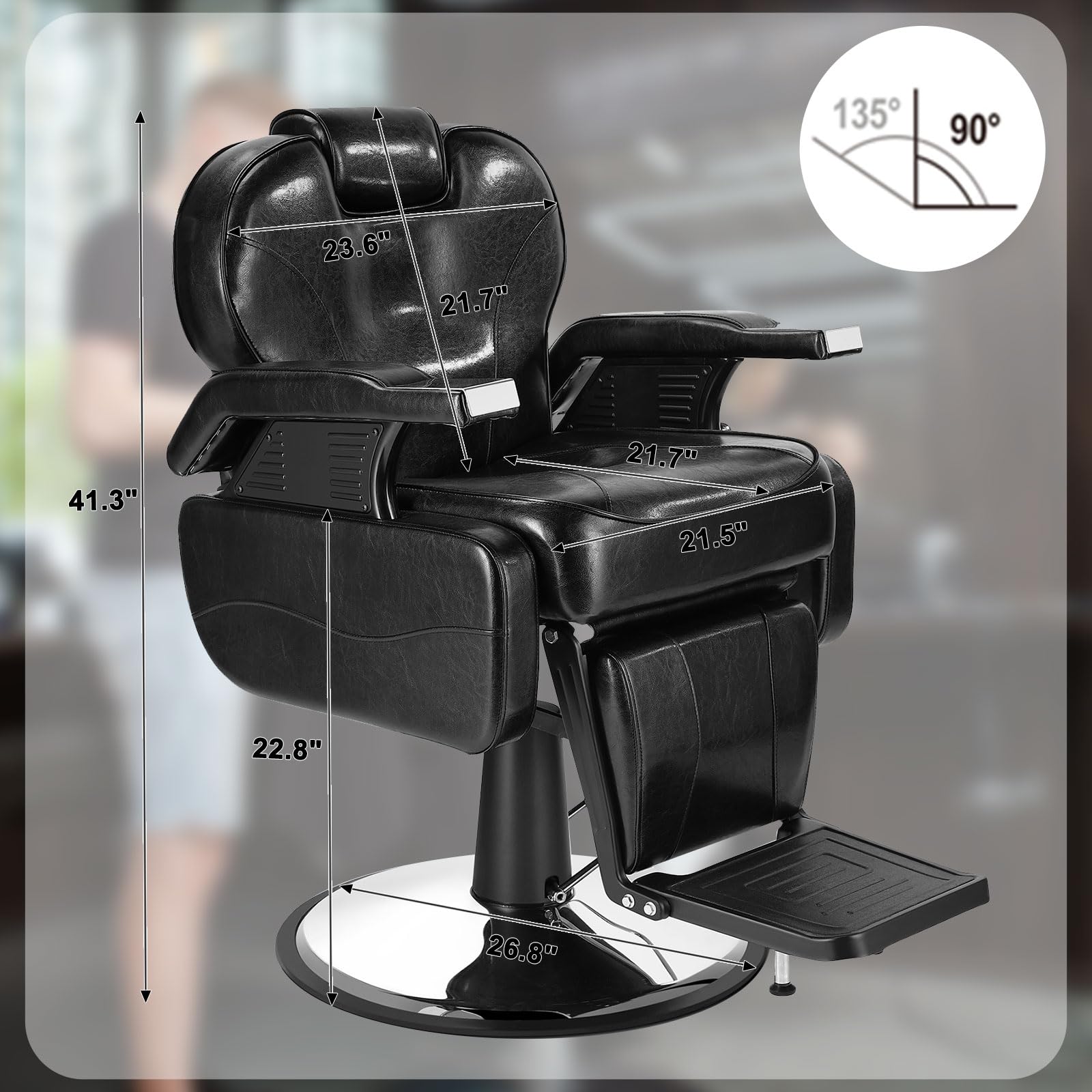 360° Swivel Hydraulic Barber Chair - Reclining Salon Styling Chair for Hair Stylists & Barbers | Professional Beauty Salon Equipment for Haircuts, Shaves & Styling Sessions