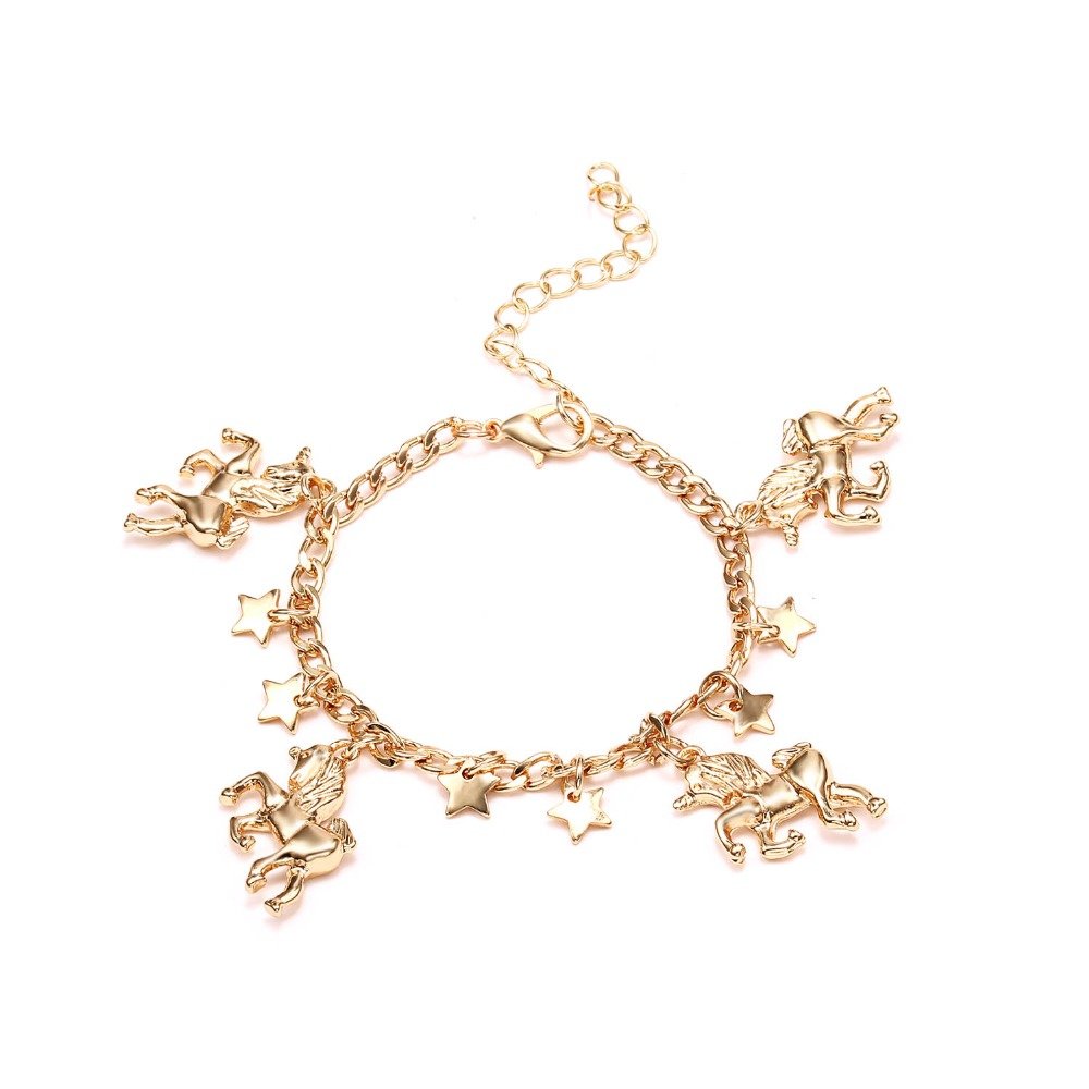 Magical Unicorn Charm Bracelet for Girls - Sparkly Rainbow Star Disc Animal Bracelet Jewelry Gift for Kids, Teens & Women | Perfect for Birthday, Party Favors & Everyday Wear