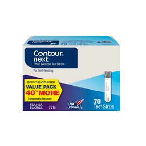 Contour Next Blood Glucose Test Strips - 70 Count | Accurate Diabetes Monitoring for Home Use | Compatible with Contour Next Meters