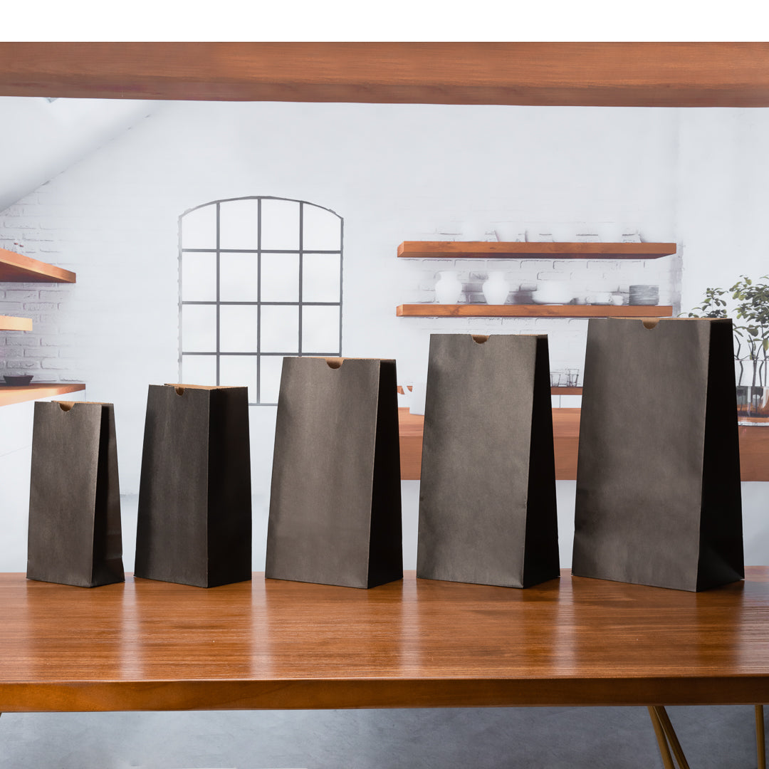 Premium Black Paper Bags 2 lb Capacity - 4.25