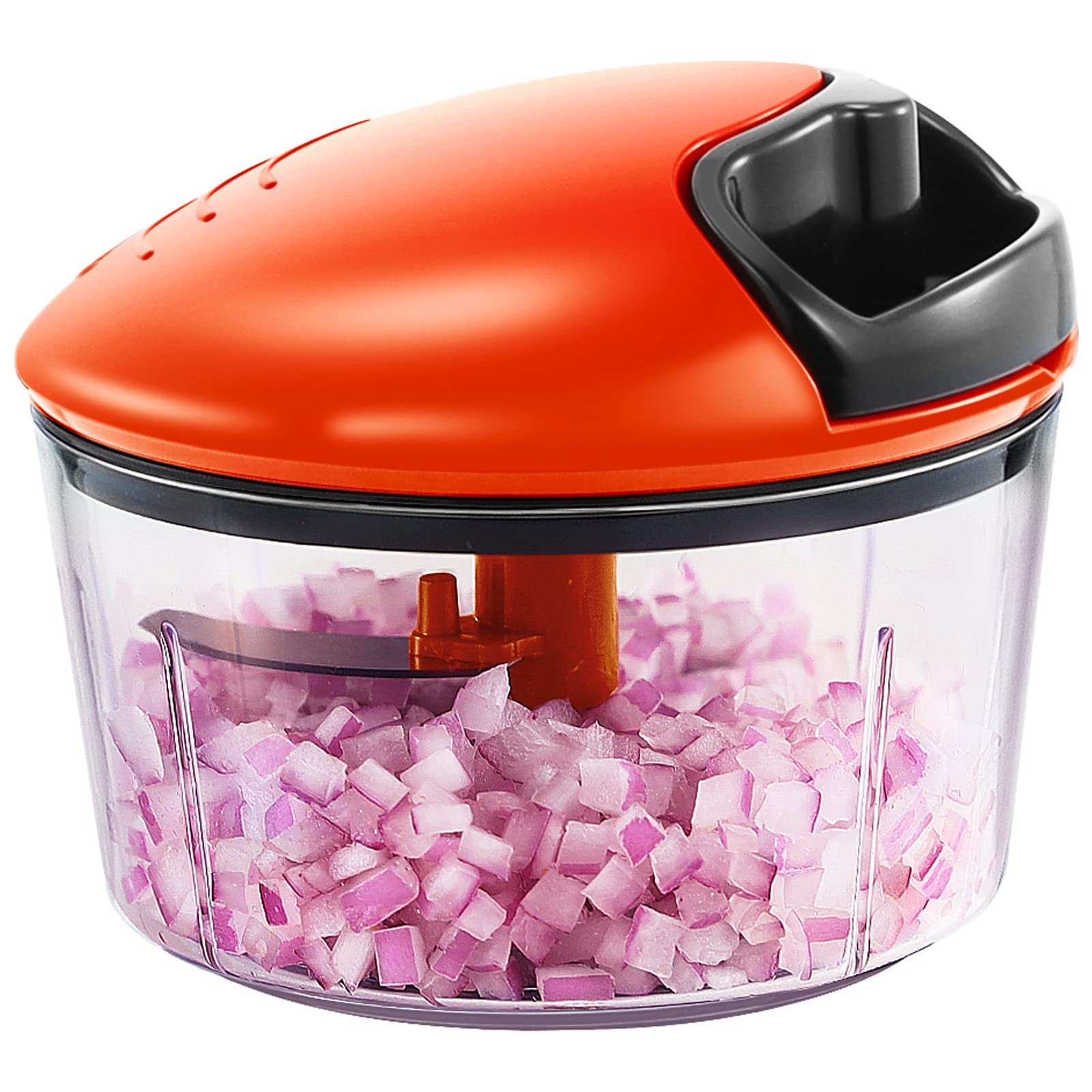 Manual Food Chopper for Onion, Garlic, Vegetables & Nuts - Easy to Clean 2.5 Cup Hand Chopper - Perfect for Meal Prep, Salads, Salsa & Fruit Cutting