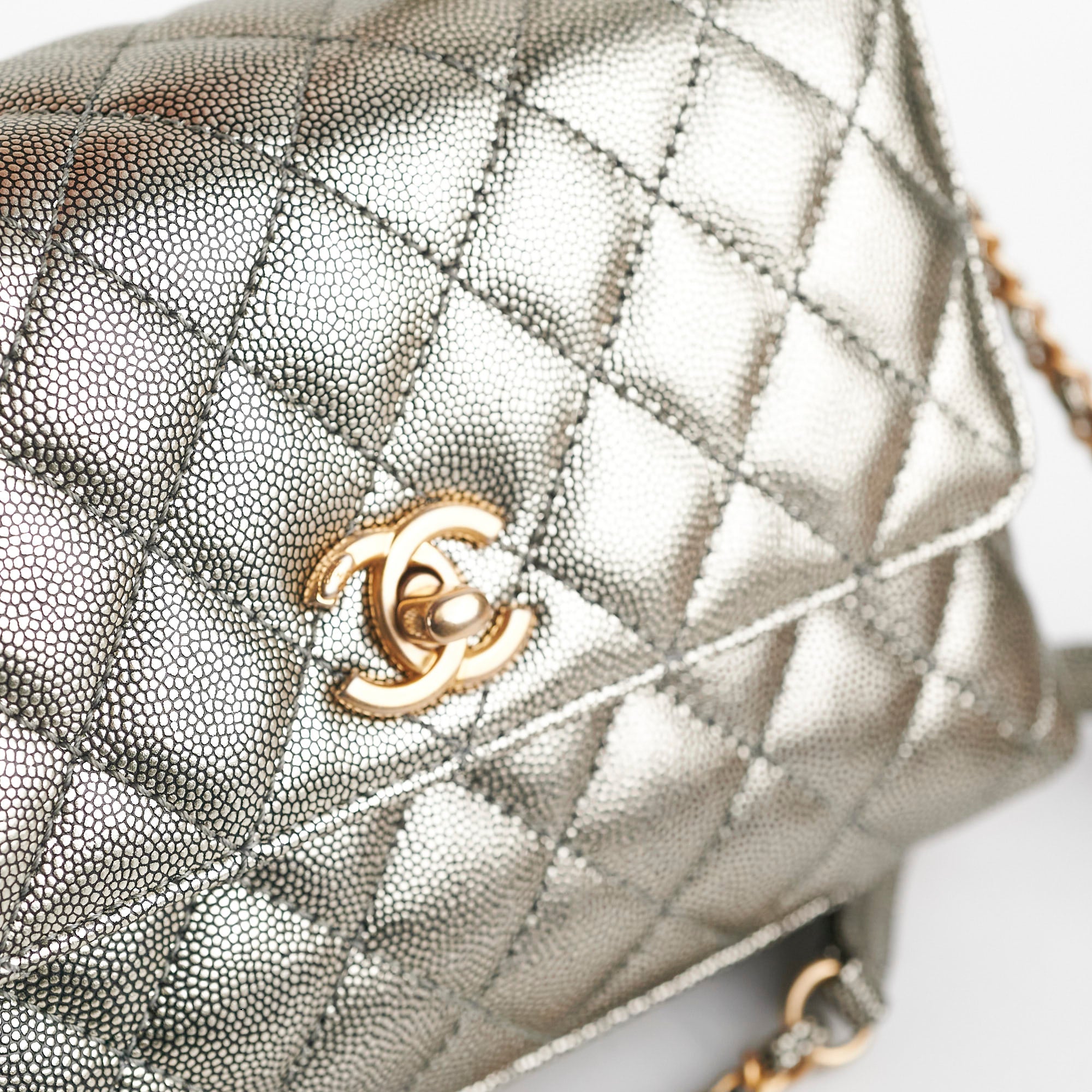 Chanel Small Coco Handle Bag in Metallic Silver - 28 Series Luxury Crossbody Purse for Women | Perfect for Evening Events, Parties & Special Occasions