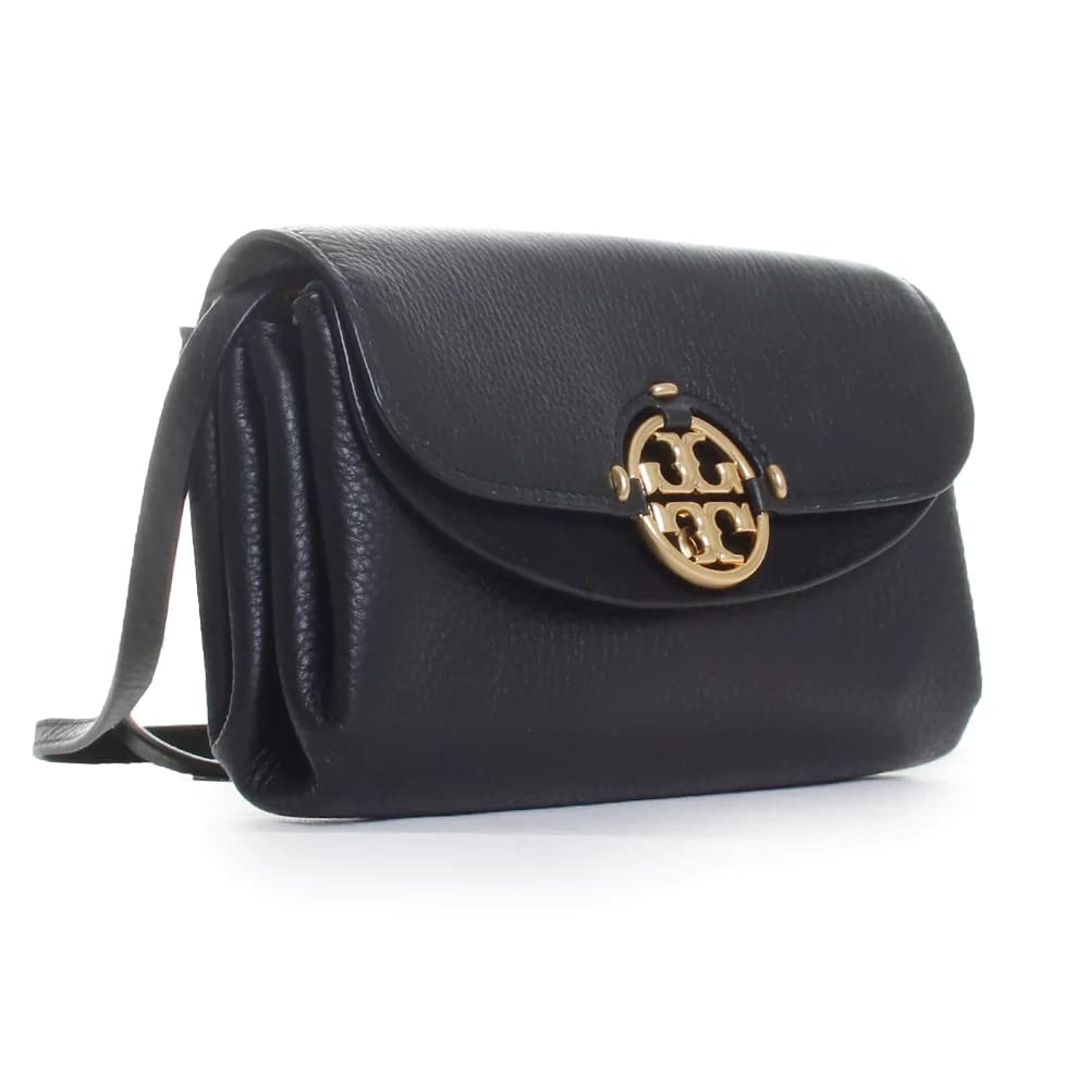 Tory Burch Women's Miller Leather Crossbody Shoulder Handbag - Small Brown Genuine Leather Purse for Everyday Use, Work & Travel