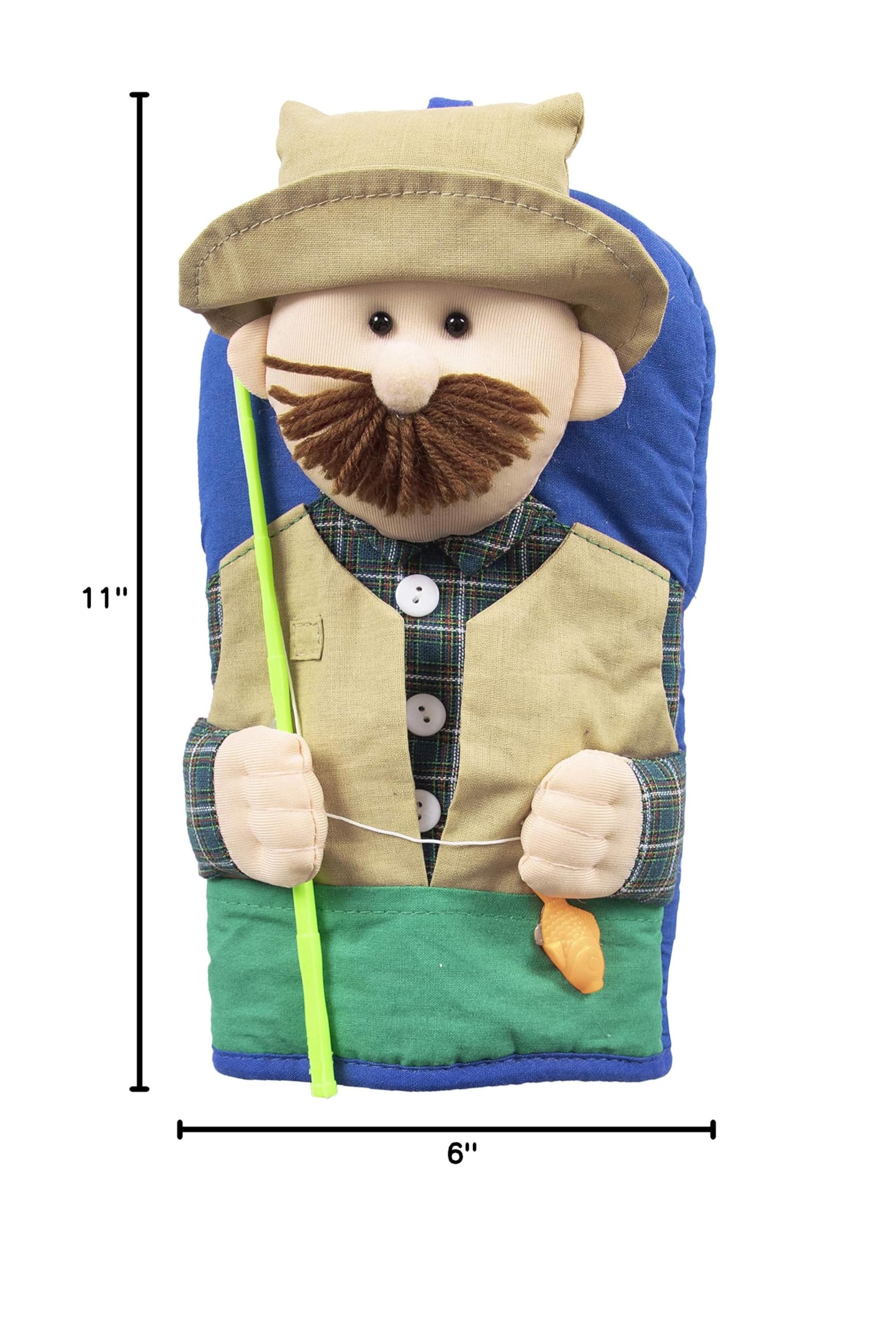 Ritz Kitchen Friends Novelty Cotton Oven Mitt - Fisherman Design, 6x11 Inches, Heat Resistant Kitchen Accessory | Perfect Housewarming Gift, Unique Kitchen Decor, Practical Gift for Men & Women | Ideal for Baking, Grilling & Cooking Protection