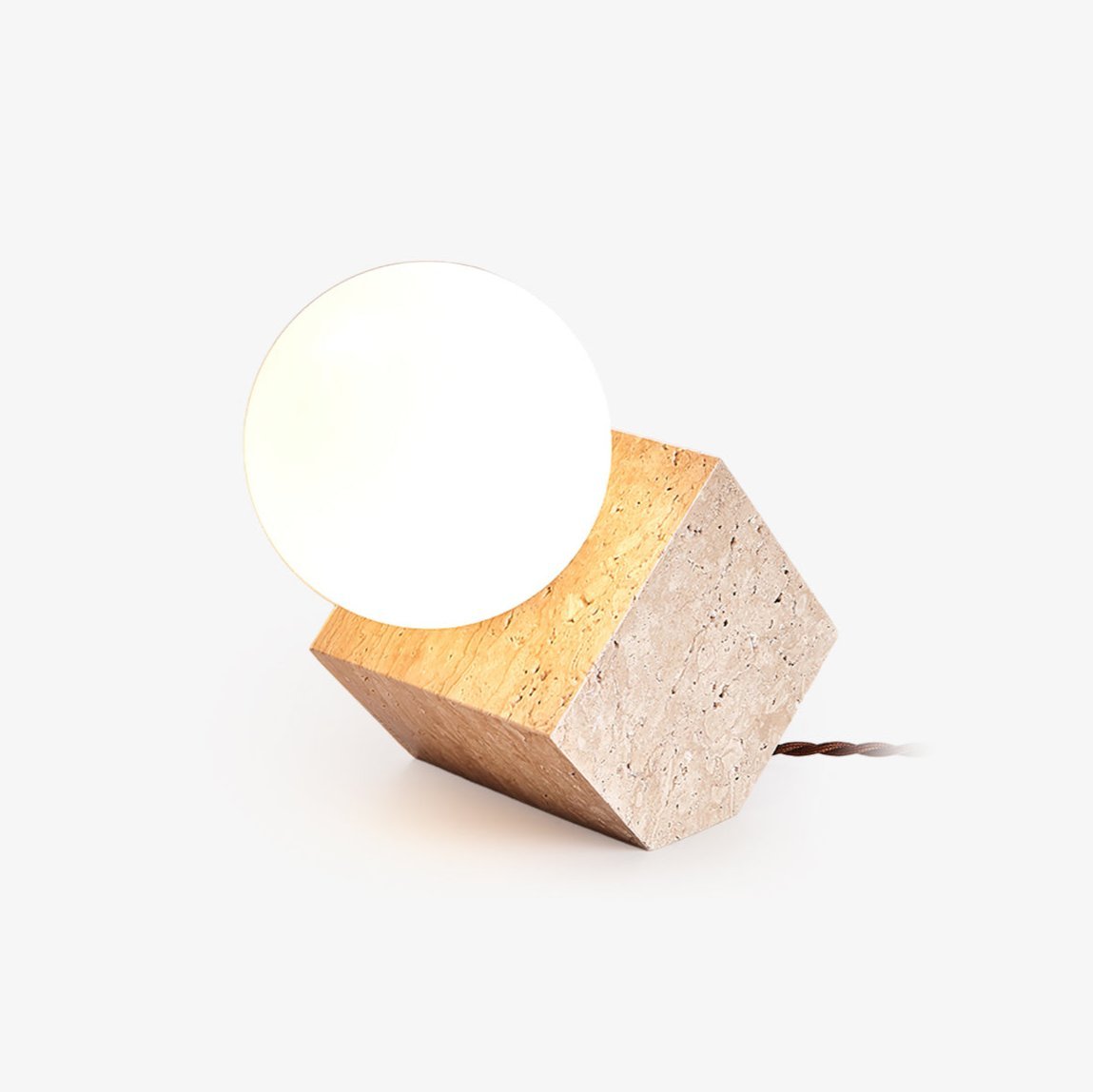 Modern Cube Stone Table Lamp - Minimalist Nightstand Light for Bedroom, Living Room & Office - Dimmable LED Desk Lamp with USB Port for Home Decor & Reading