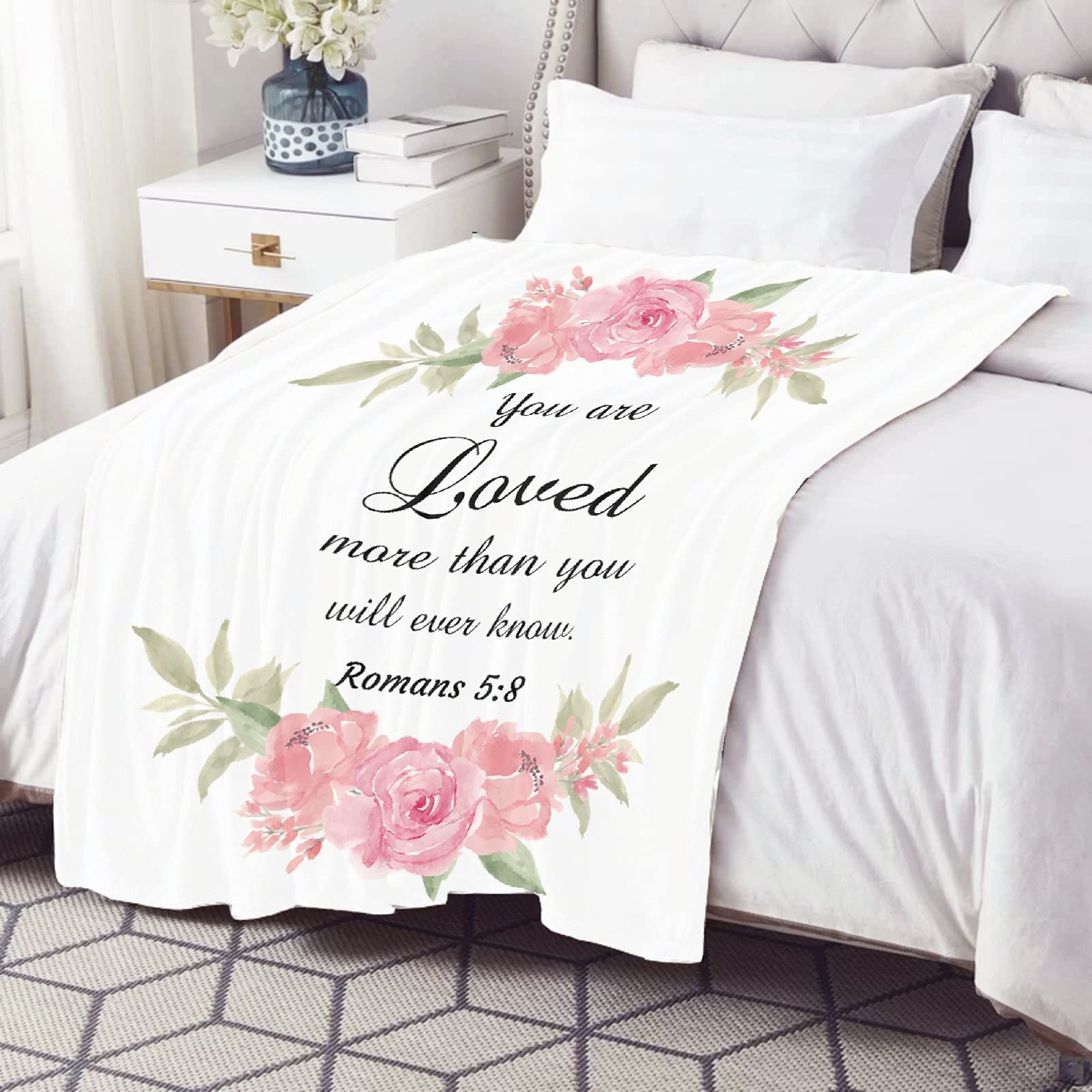 Soft Lightweight Plush Bible Verse Throw Blanket - 60