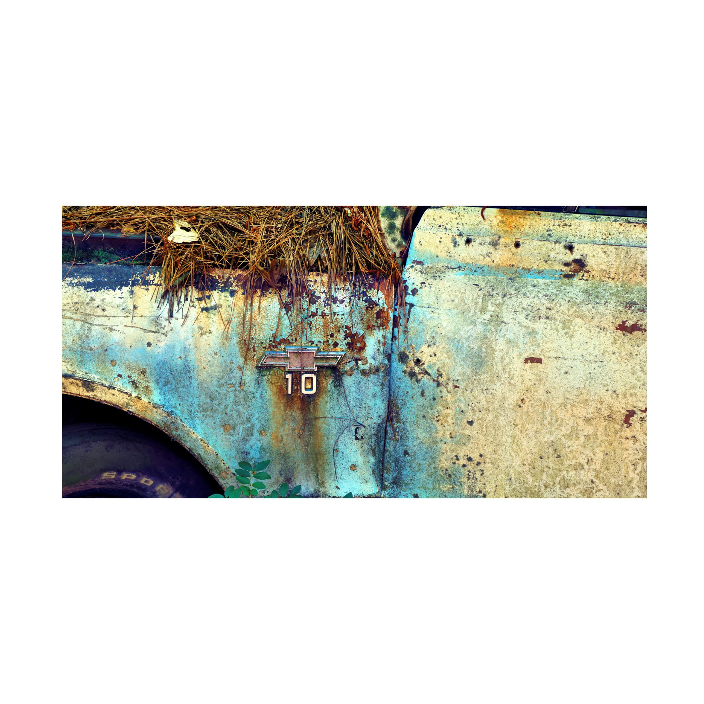 James McLoughlin 'Car Graveyard IX' Canvas Wall Art Print - 10x19 Inches - Vintage Automotive Decor for Living Room, Man Cave or Office