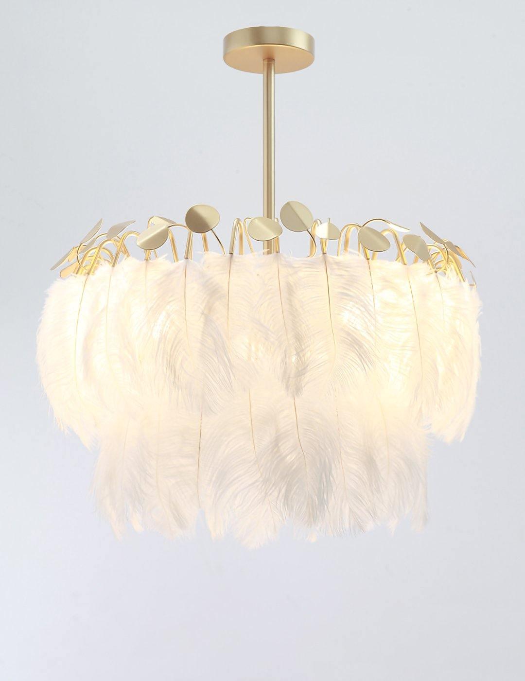 Feather Pendant Lamp - Handmade Bohemian Style Ceiling Light Fixture for Living Room, Bedroom, Dining Room & Kitchen Decor