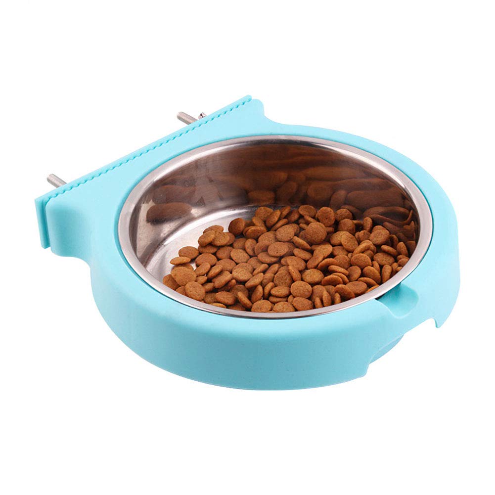 Stainless Steel Hanging Pet Bowls for Dog Crate & Kennel - Removable Food Water Feeder with Bolt Holder for Cats, Puppies, Rabbits & Small Animals (Large, Blue) - Perfect for Travel, Training & Home Use