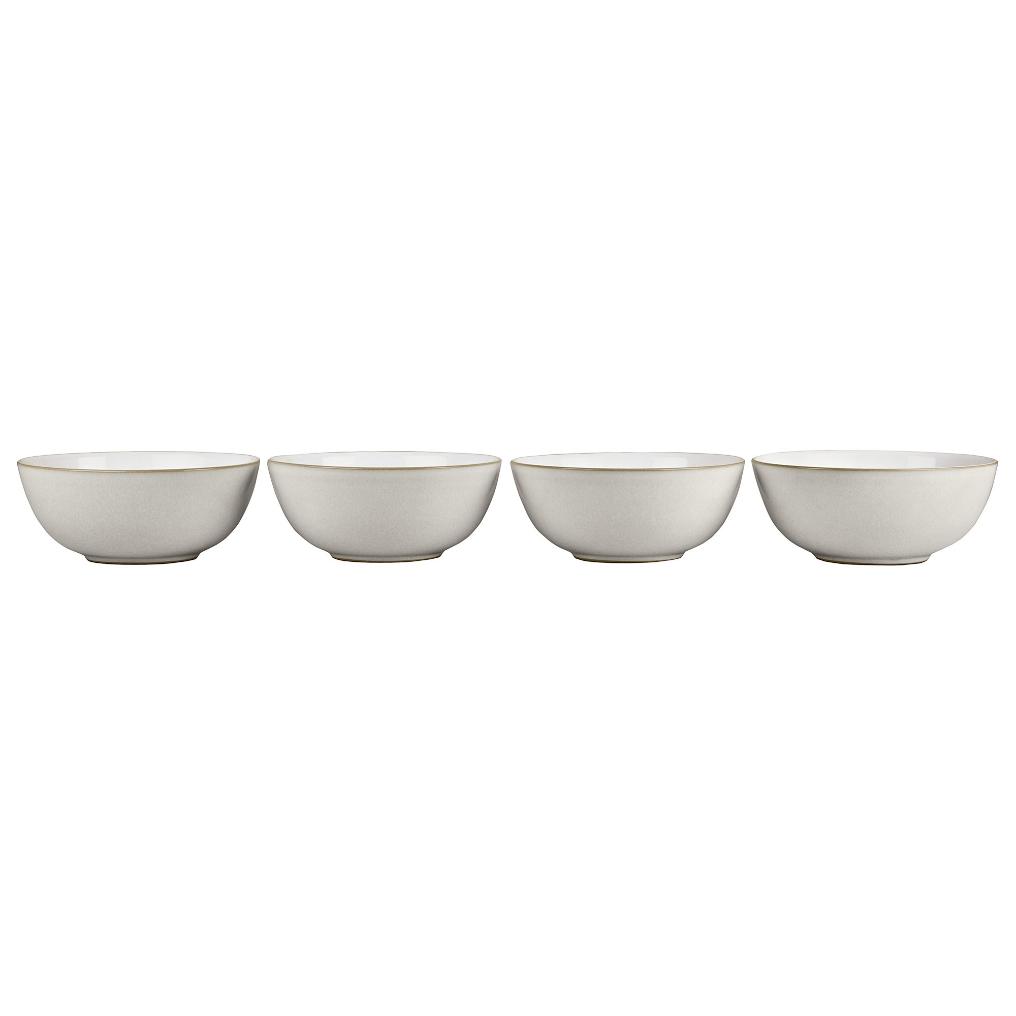 Denby Natural Canvas 4-Piece Cereal Bowl Set - 730ml Beige White Glaze Stoneware Bowls, Microwave & Dishwasher Safe, Chip & Crack Resistant - Perfect for Breakfast Cereal, Soup, Salad & Dessert Serving
