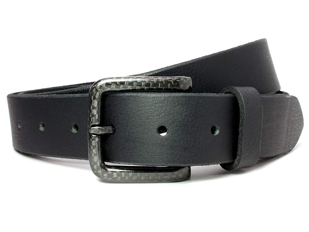 Premium USA-Made Full Grain Leather Belt with Carbon Fiber Buckle - Nickel Free, TSA Friendly - Perfect for Business, Travel & Everyday Wear