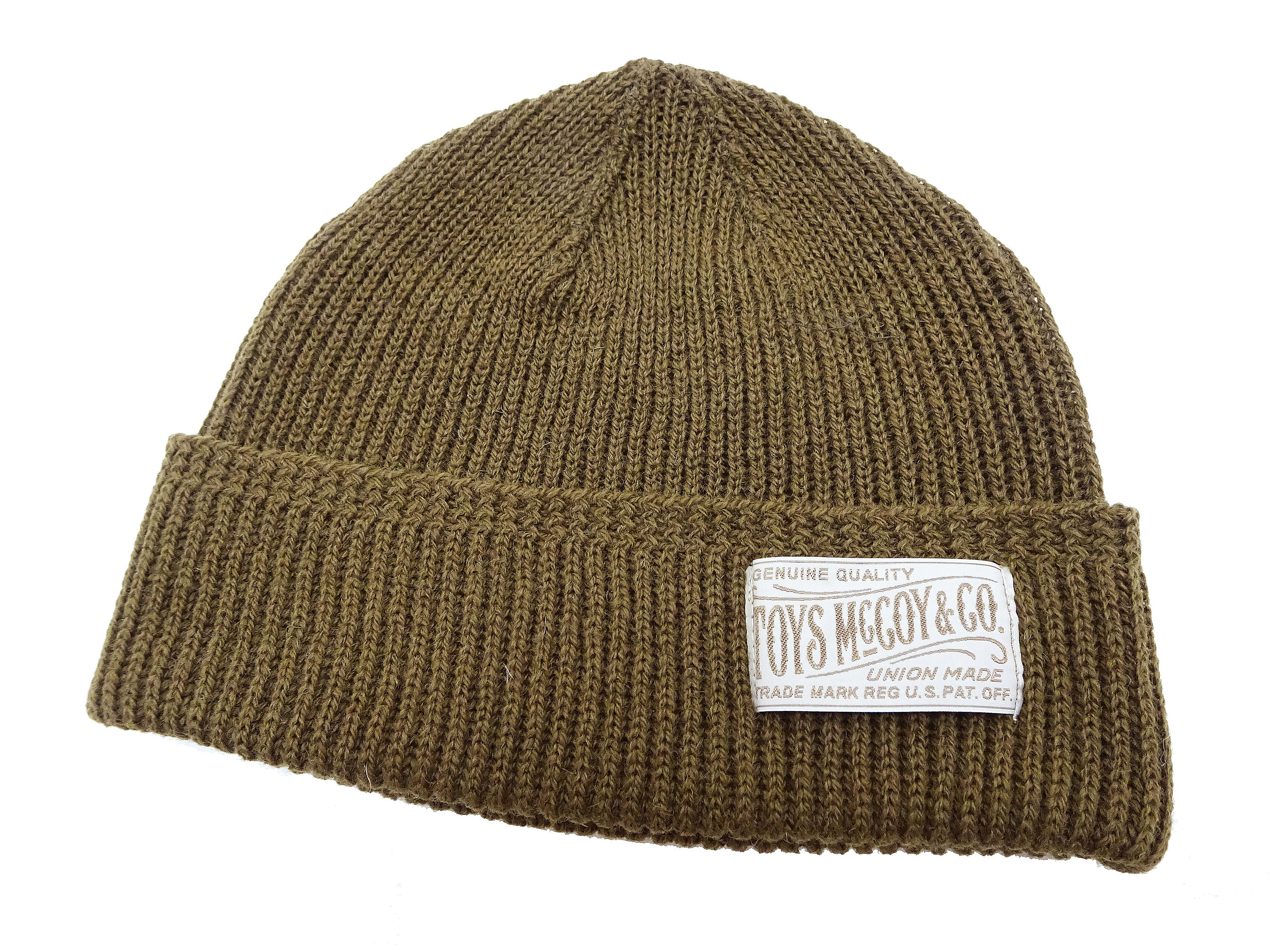 TOYS McCOY Men's Wool Knit Watch Cap with Fold-Up Cuff - WWII Military Style Beanie in Army Olive (TMA2417 160) - Perfect for Outdoor Activities, Winter Fashion & Vintage Enthusiasts