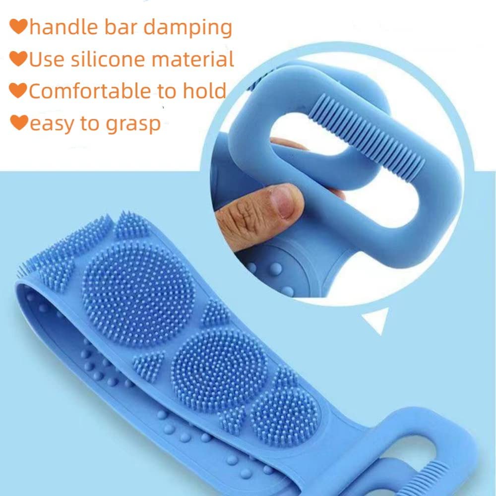 VYAKAT Double Sided Silicone Back Scrubber for Shower - Exfoliating Body Brush for Deep Cleaning Back Acne & Bacne - Long Handle Back Scrubber for Women & Men - Perfect for Sensitive Skin & Hard-to-Reach Areas
