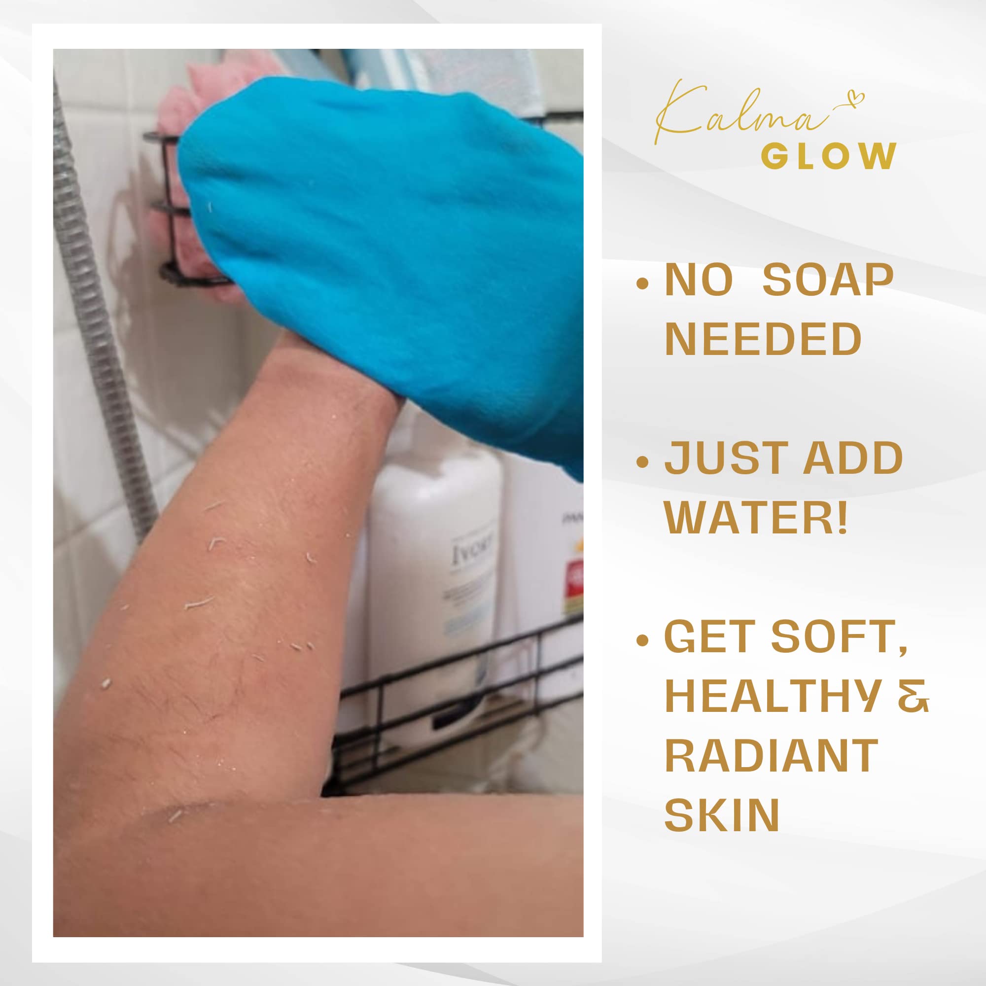 Kalma Glow Exfoliating Bath Glove - Dead Skin Remover & Body Scrub for Smooth Skin | Gentle Spa Treatment for Women & Men | Perfect for Shower, Bath & Self-Care Routine