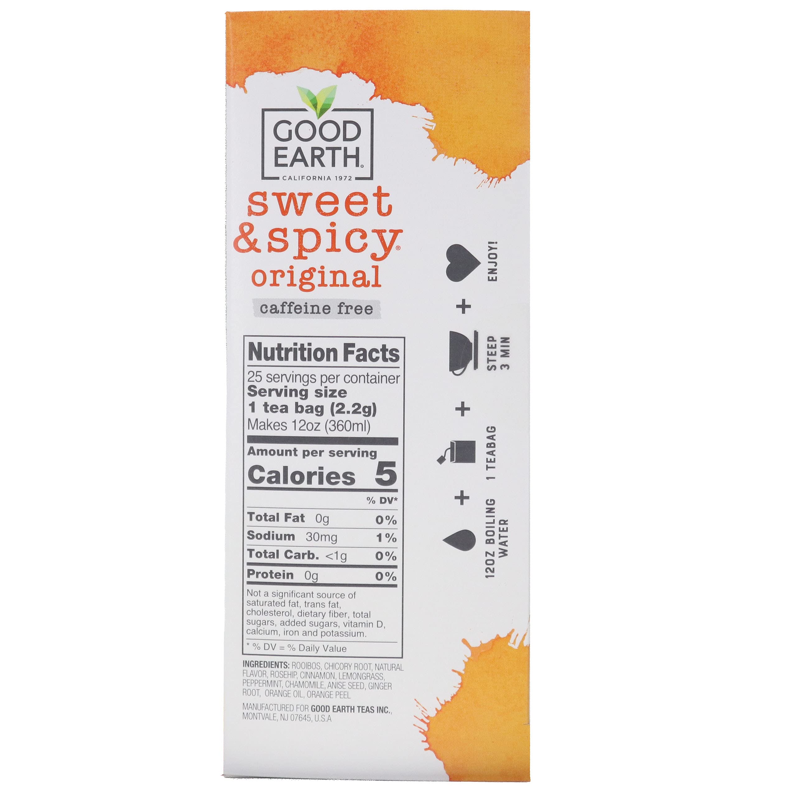 Good Earth Sweet & Spicy Original Herbal Tea - 9 Boxes (25 Tea Bags Each) | Caffeine-Free, Natural Ingredients | Perfect for Relaxation, Afternoon Break & Gift Giving