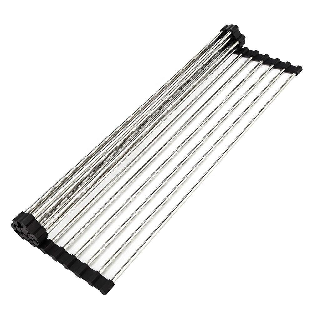 SCILLA 45CM Stainless Steel Foldable Sink Rack - Over Sink Dish Drying Rack for Fruits, Vegetables & Kitchen Utensils | Space-Saving Roll-Up Design | Rustproof & Durable (Multicolor) - Perfect for Small Kitchens, Apartments & RV Use